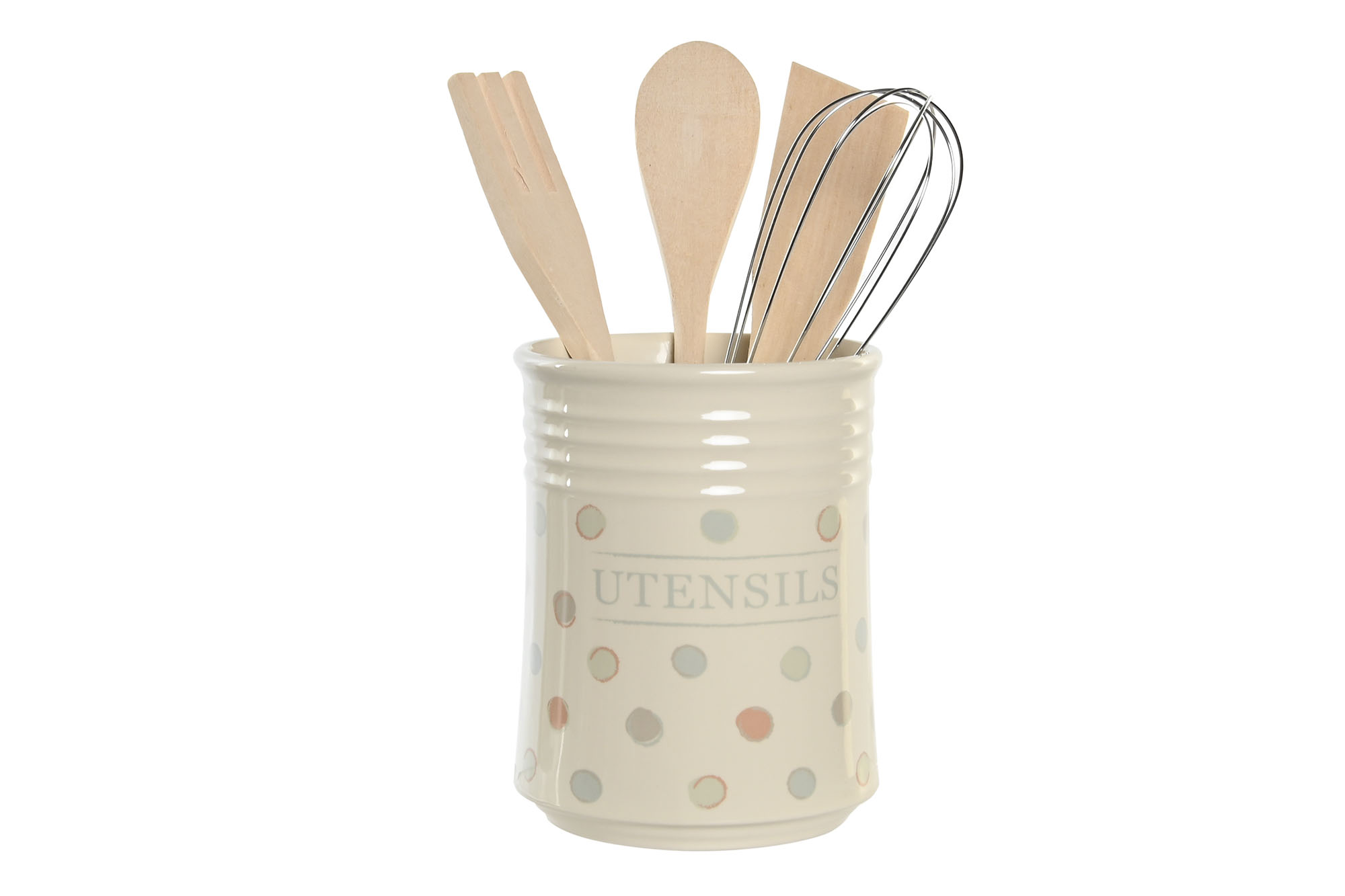 BOTE UTENSILIOS SET 5 GRES MADERA 11X11X14 TOPITOS