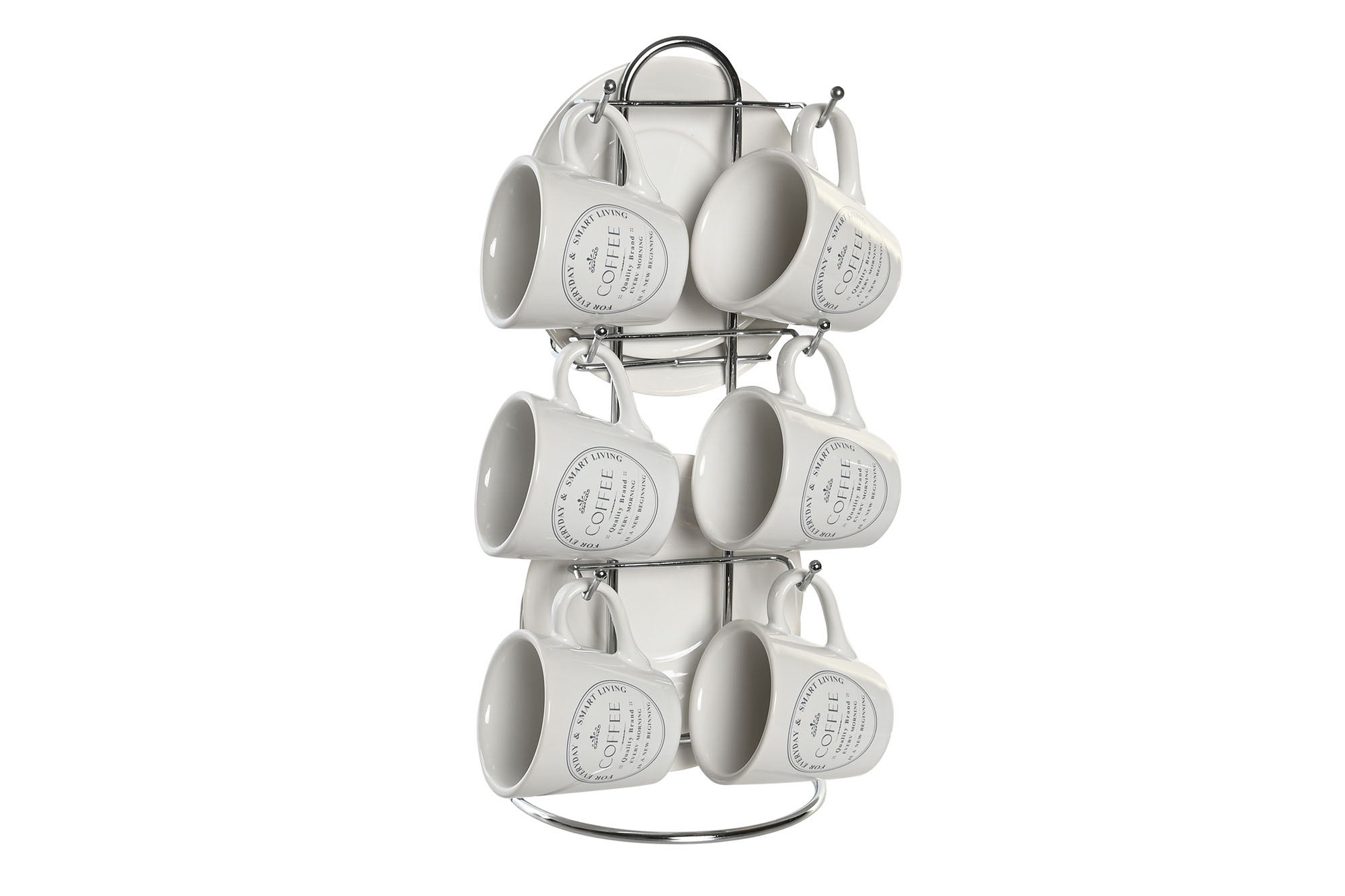 CAFE SET 6 GRES METAL 12X12X2 180ML BLANCO