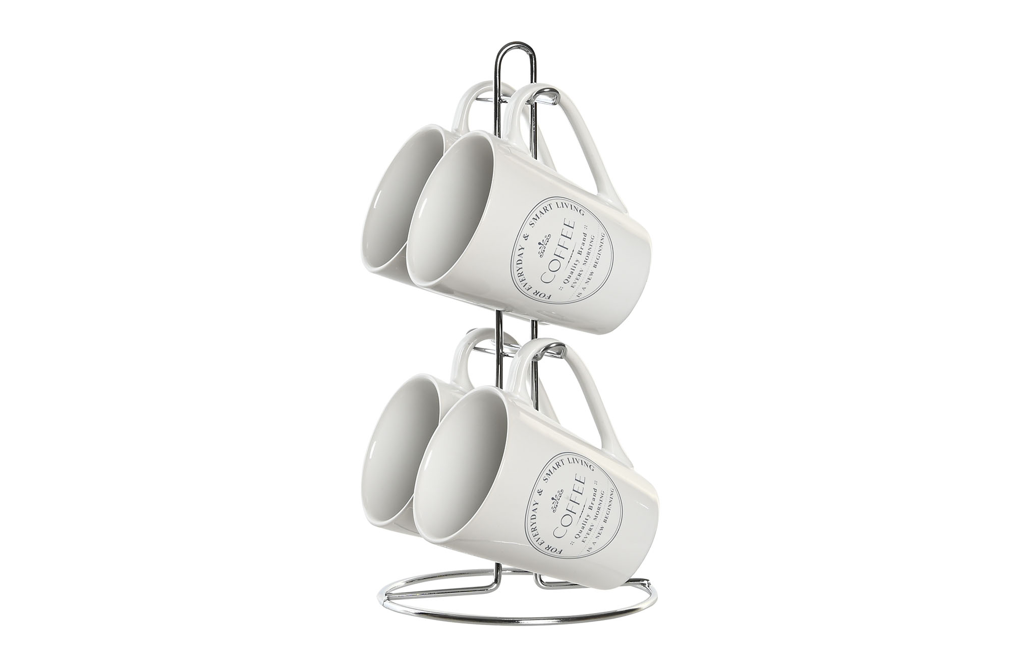 MUG SET 4 GRES METAL 14X14X31 300 ML, BLANCO