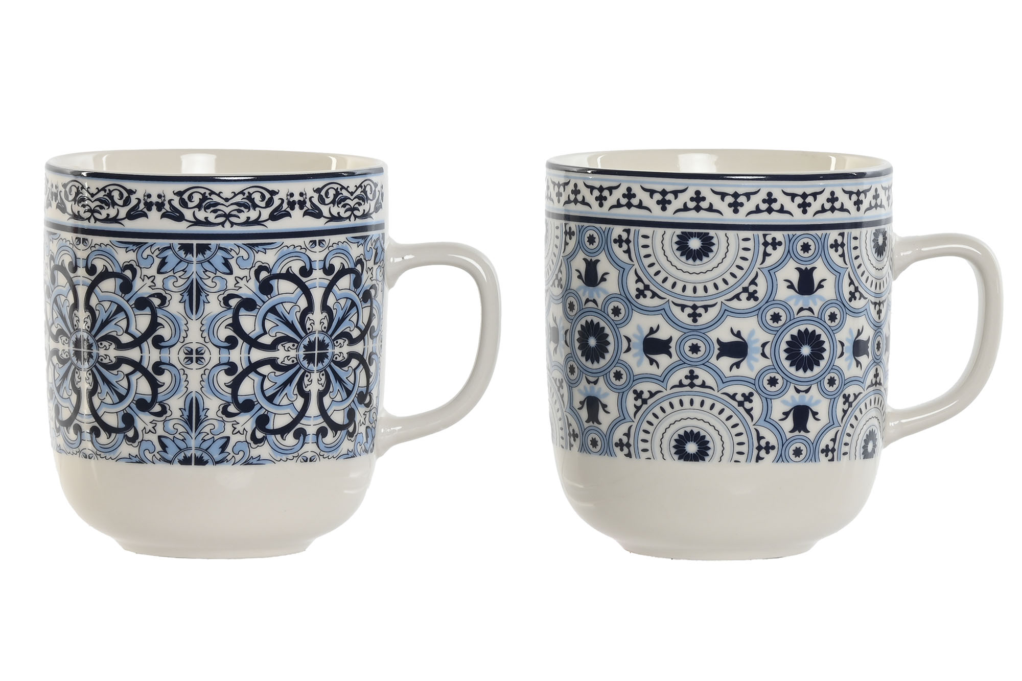 MUG PORCELANA 8,5X4,8X9,5 380ML AZULEJOS 2 SURT.