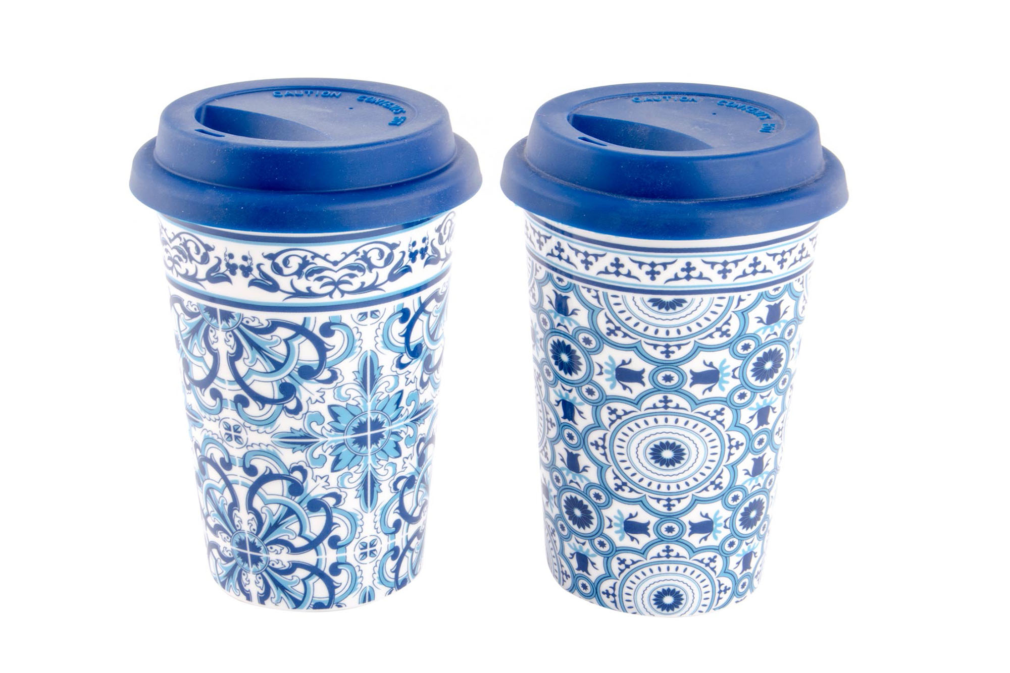 MUG PORCELANA 10X10X14 400 ML. AZULEJOS 2 SURT.