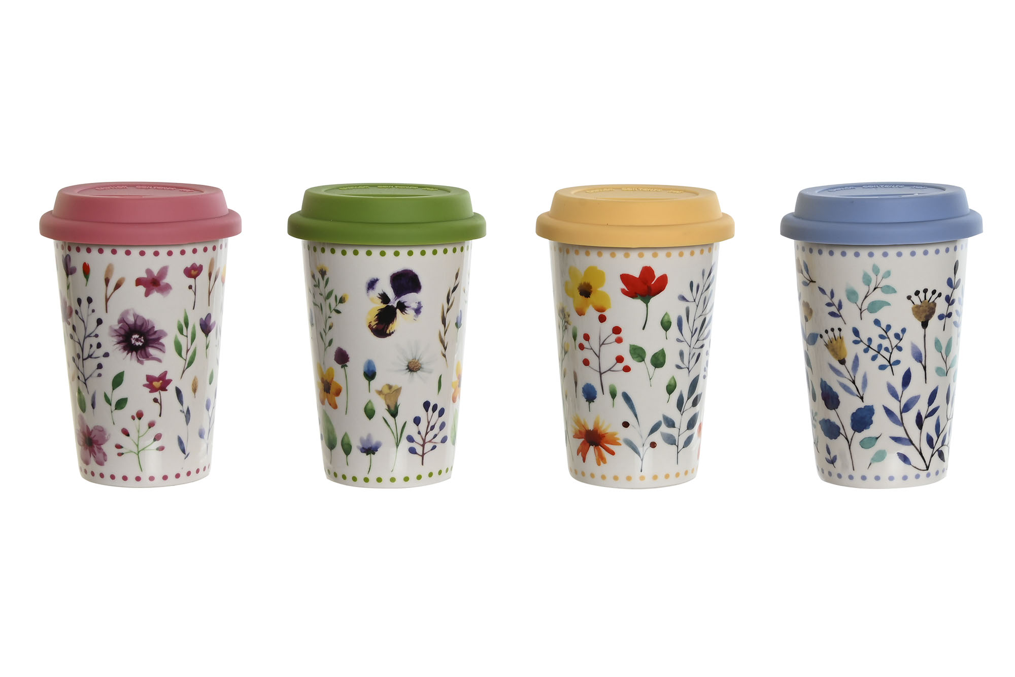 MUG PORCELANA 10X10X14 400 ML, FLORAL 4 SURT.