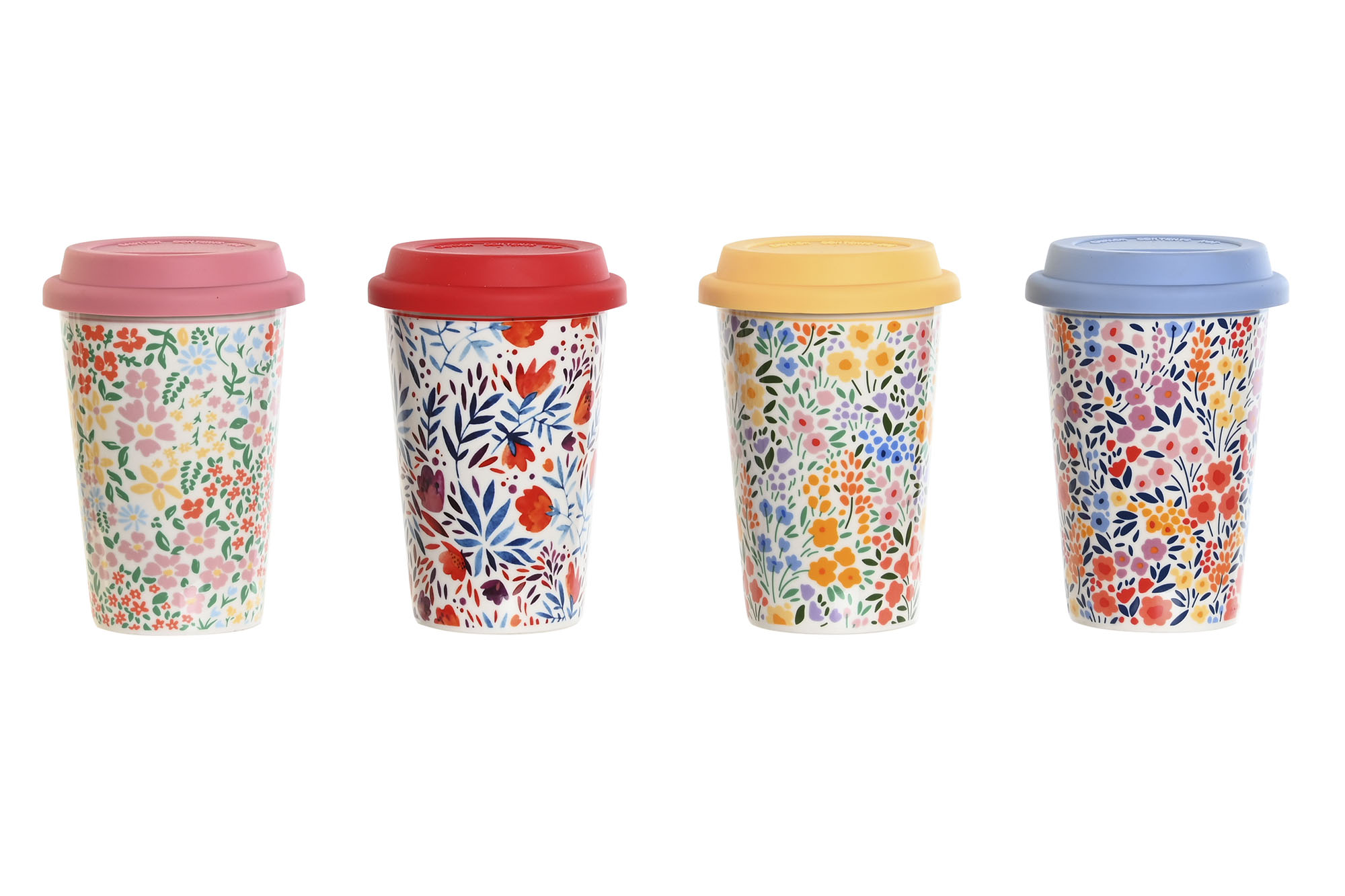 MUG PORCELANA 10X10X14 400 ML, FLORAL 4 SURT.