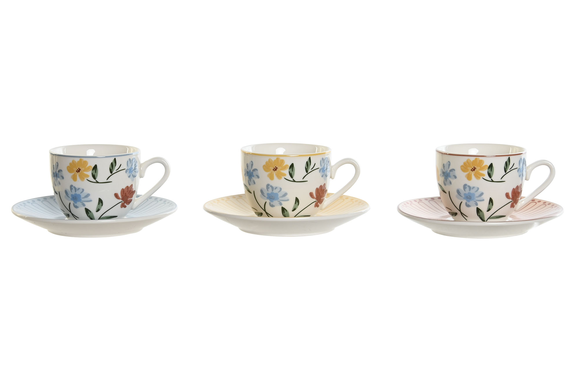 TAZA SET PLATO PORCELANA 11,5X11,5X6 90ML FLORAL 3
