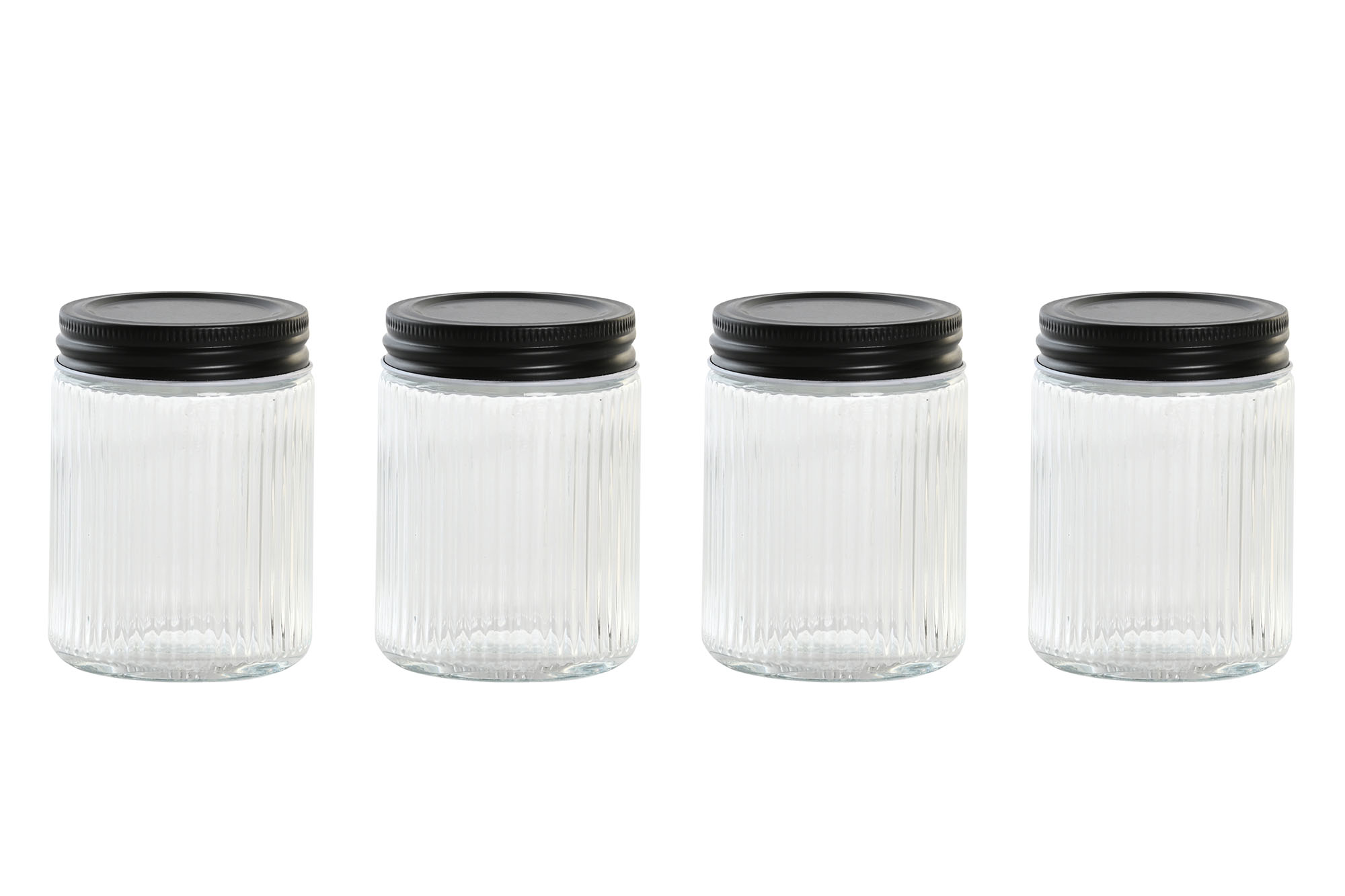 BOTE SET 4 CRISTAL METAL 7X7X10 325ML TRANSPARENTE