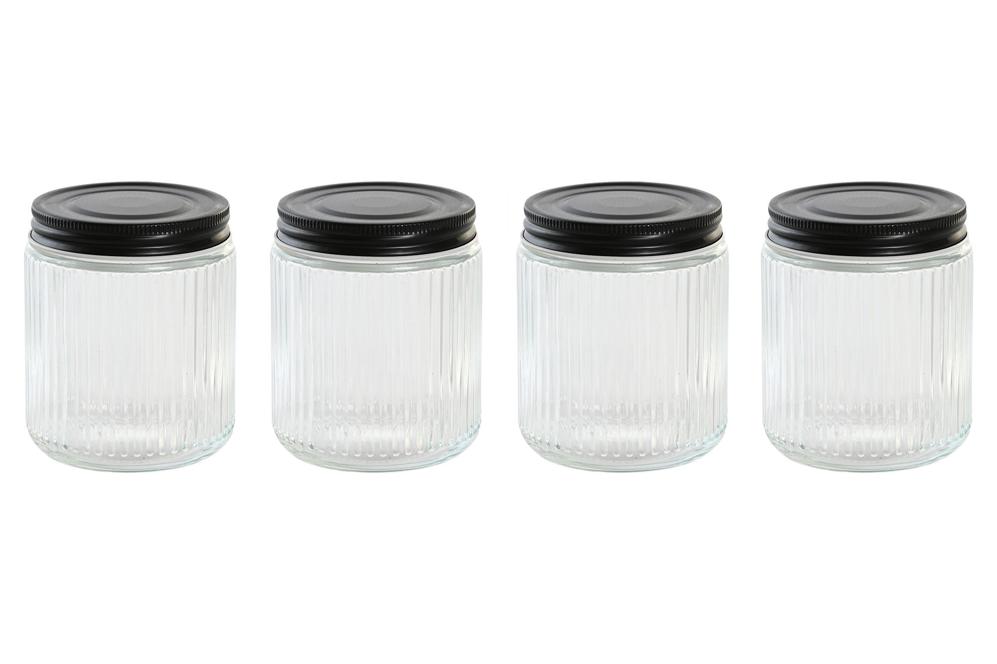 BOTE SET 4 CRISTAL METAL 9X9X11 560ML TRANSPARENTE