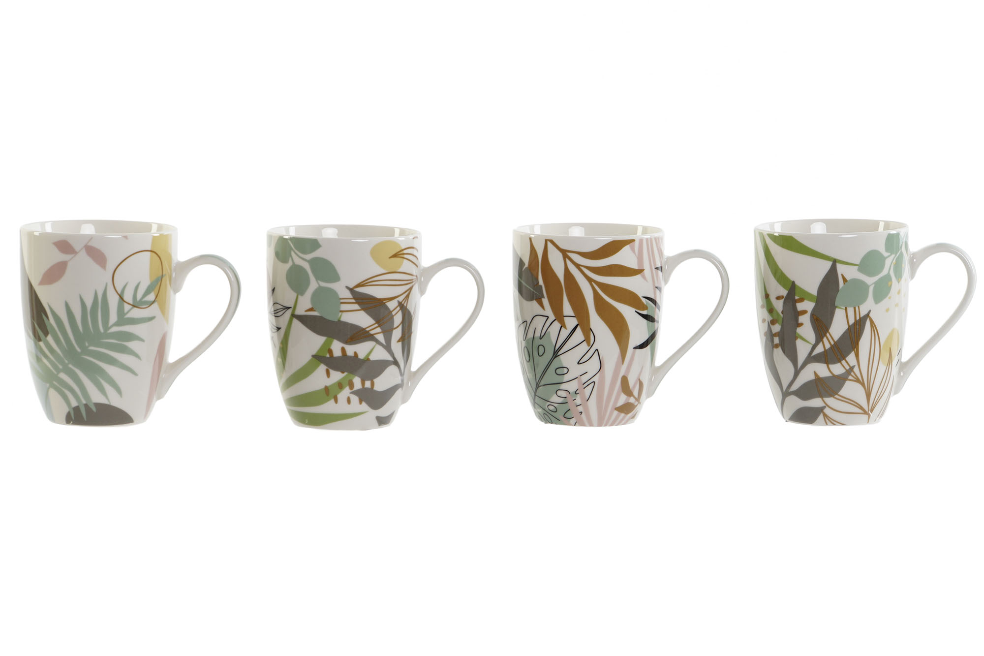 MUG PORCELANA 11,5X8,3X10,5 340ML HOJAS 4 SURT.
