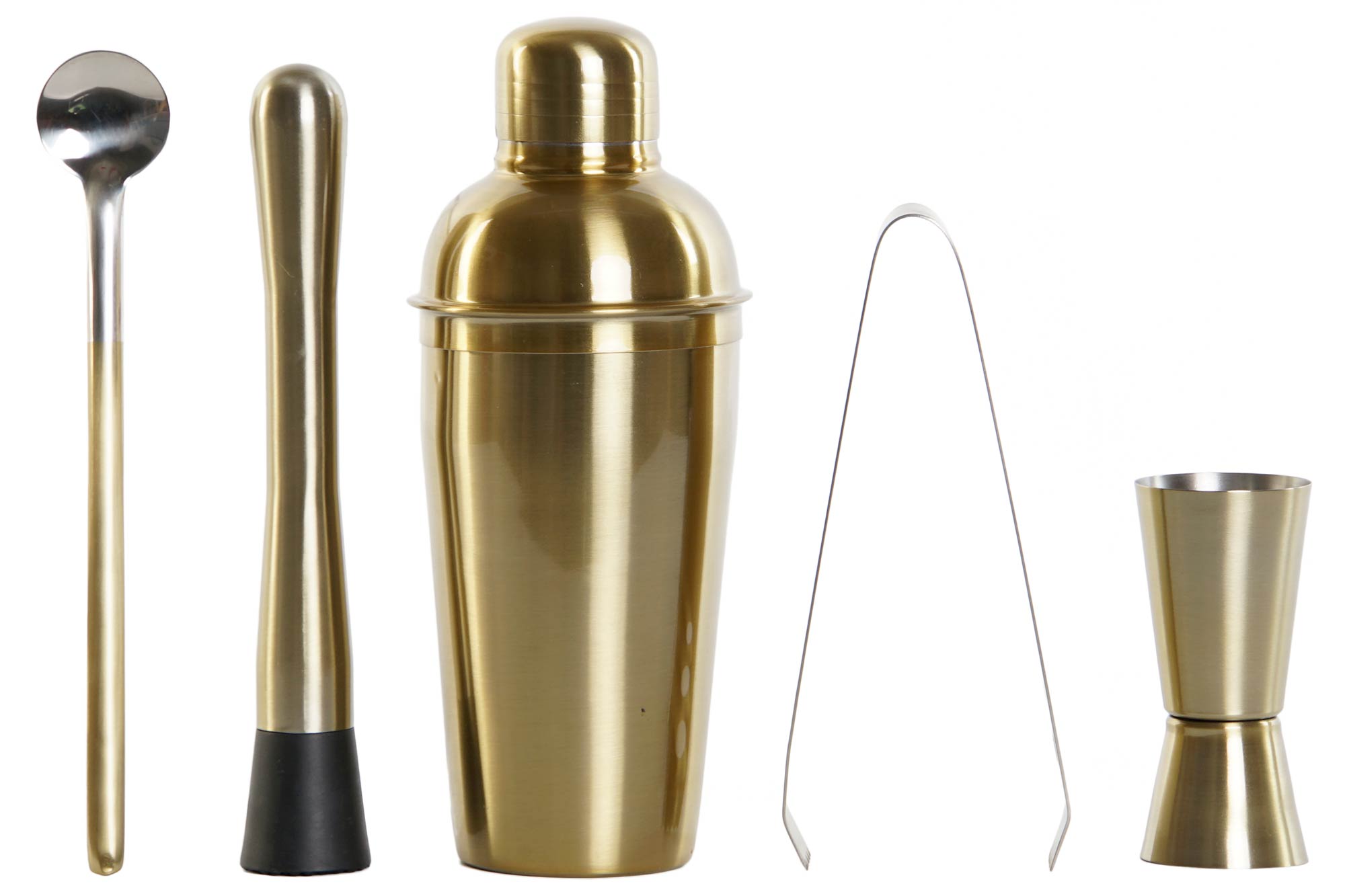 COCTEL SET 5 INOX 8X8X21 500ML DORADO