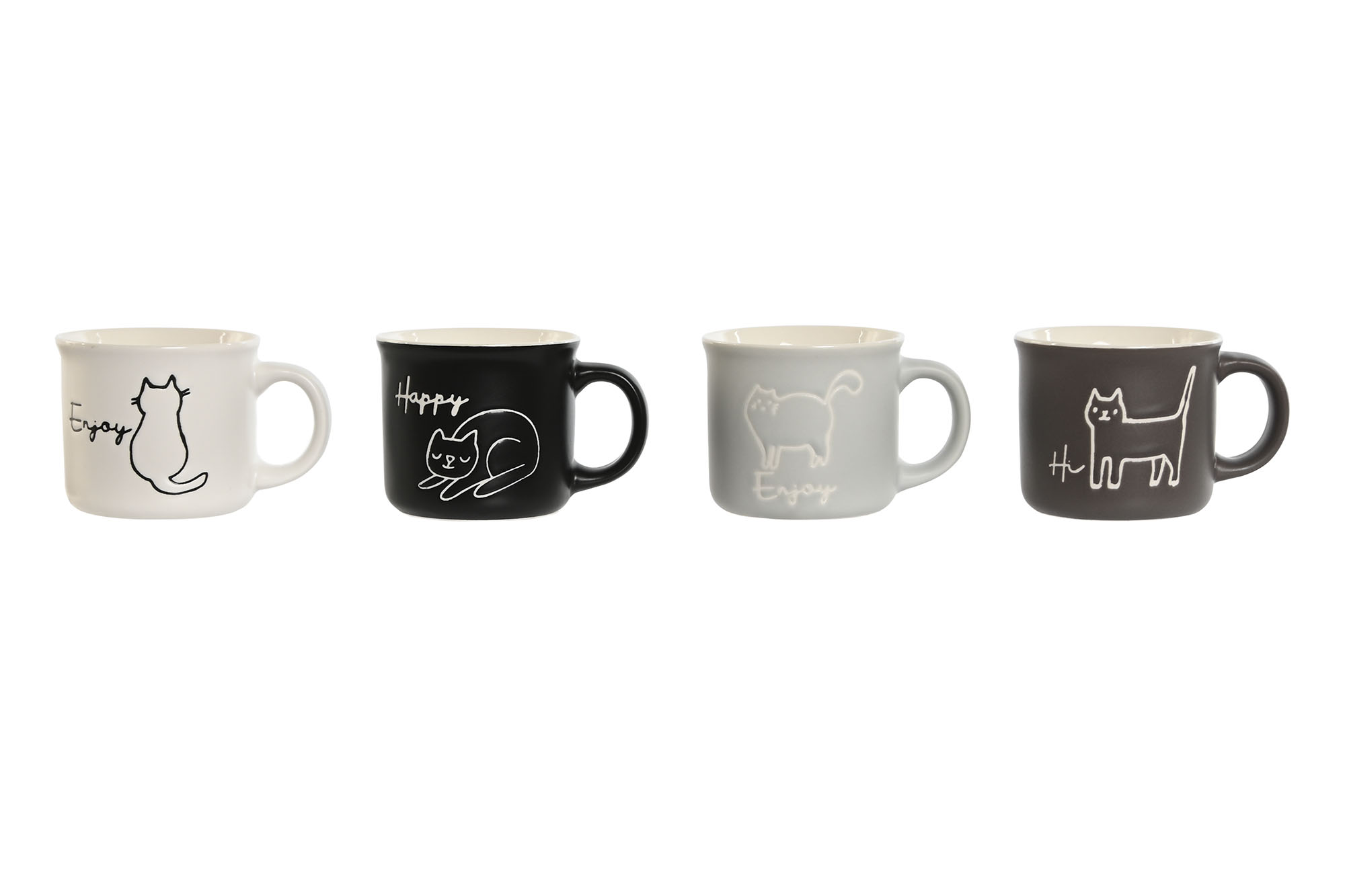MUG PORCELANA 8,5X6,5X5,5 70ML GATOS 4 SURT.