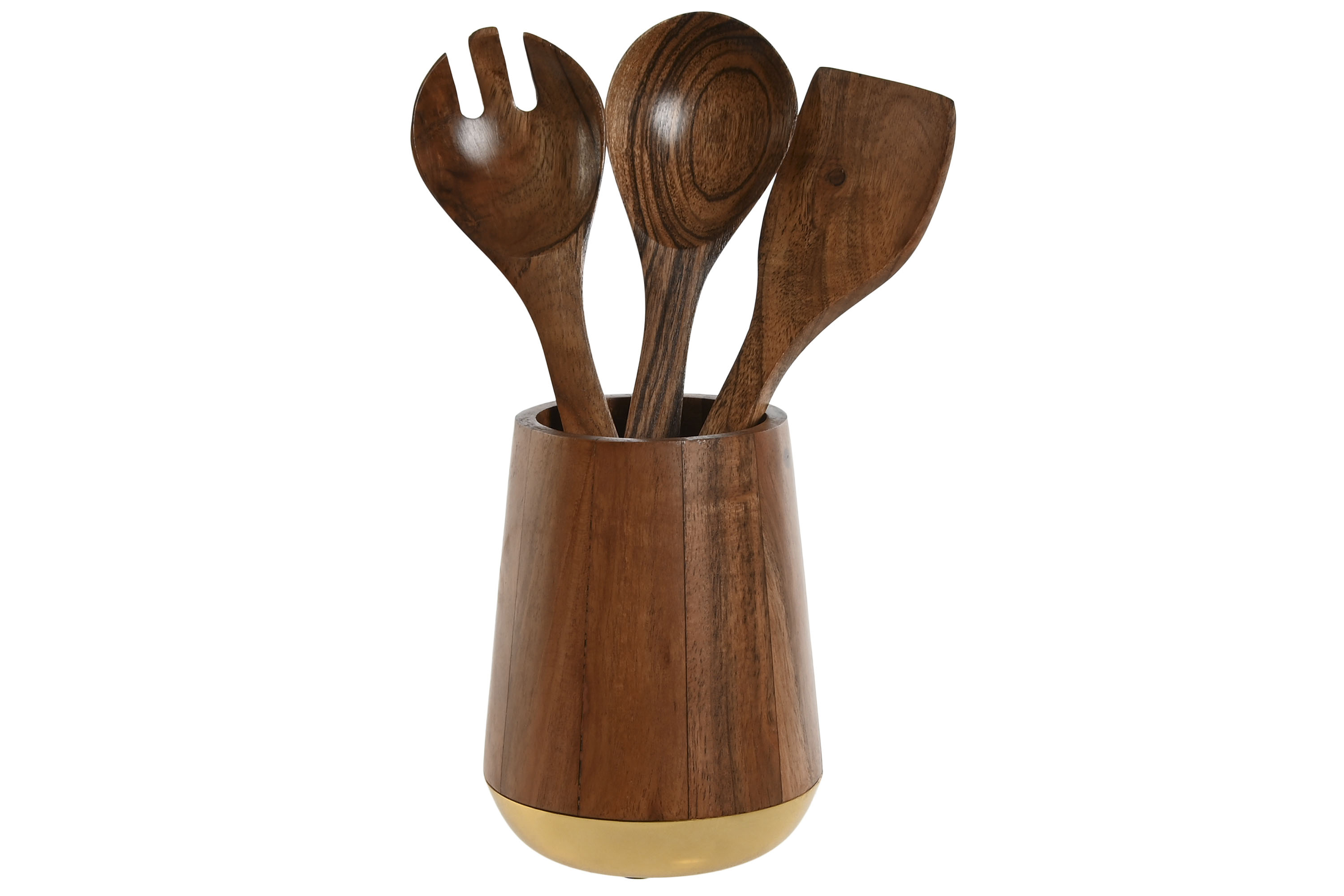 BOTE UTENSILIOS SET 4 ACACIA INOX 13X13X16,5