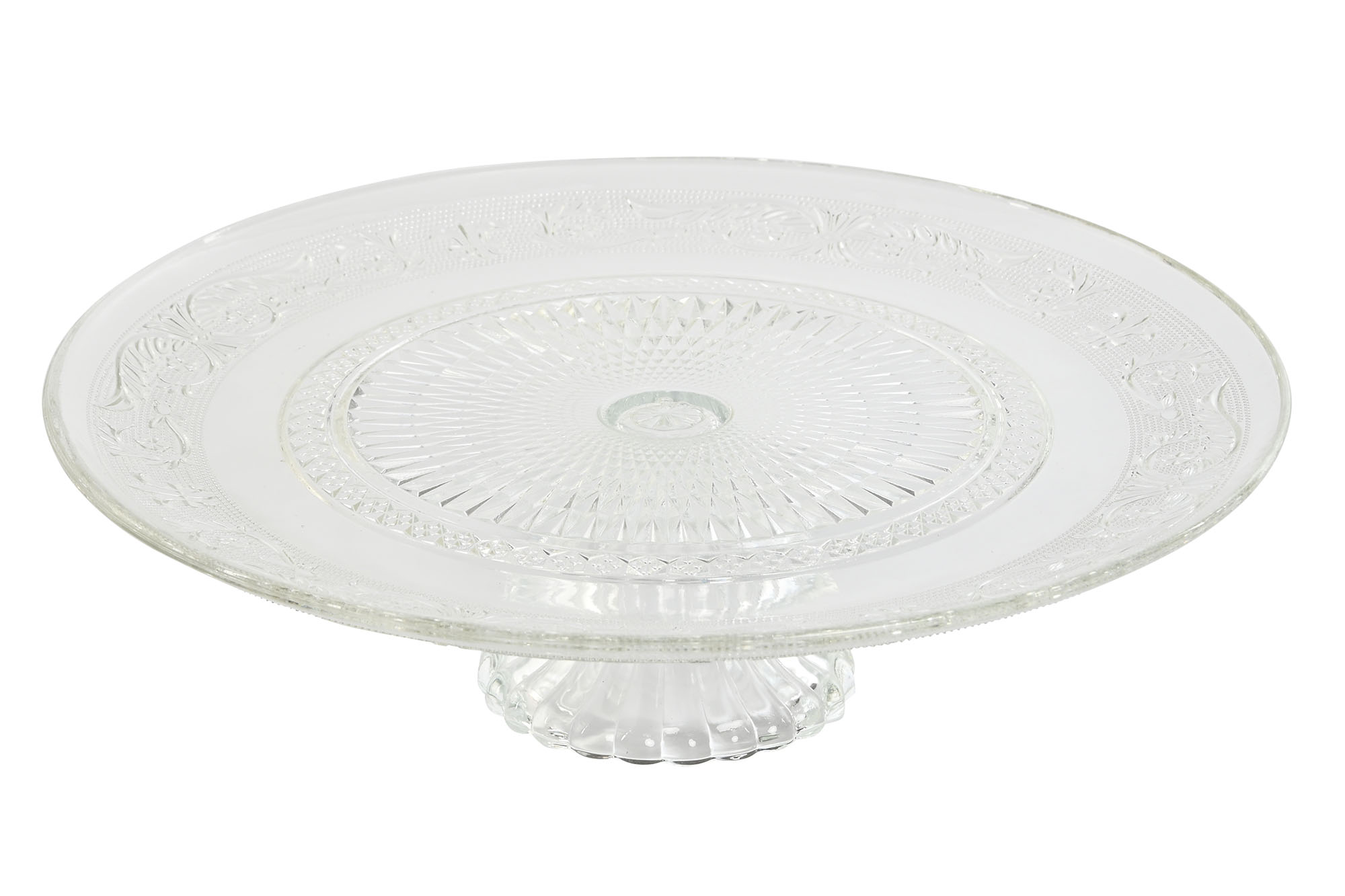 PLATO CRISTAL 33X33X9,4 PIE GRABADO TRANSPARENTE