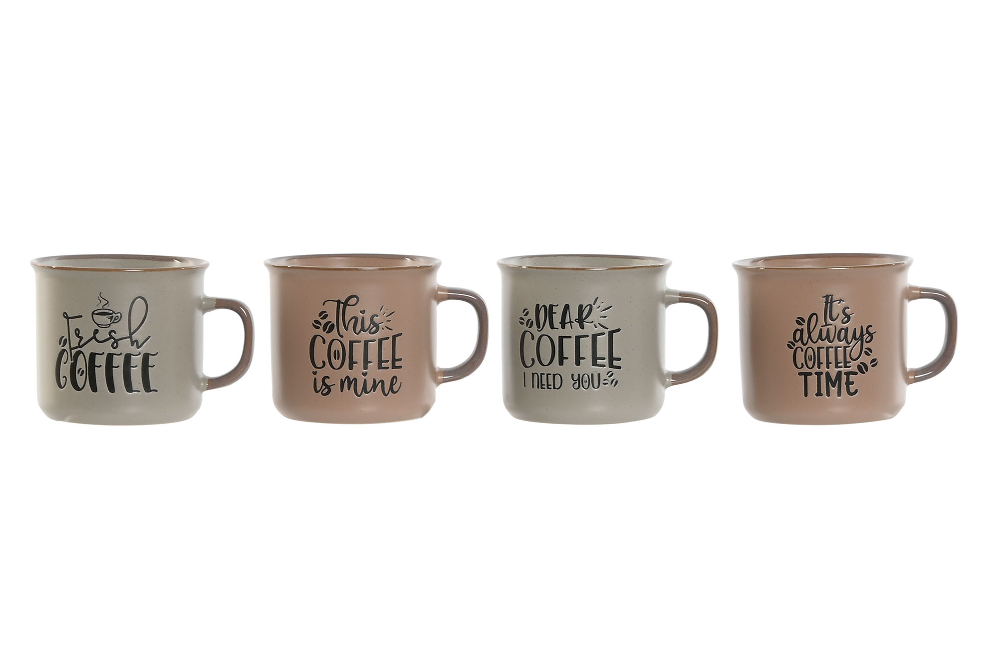 MUG SET 4 GRES 9X7X8 285ML MATE ROSA