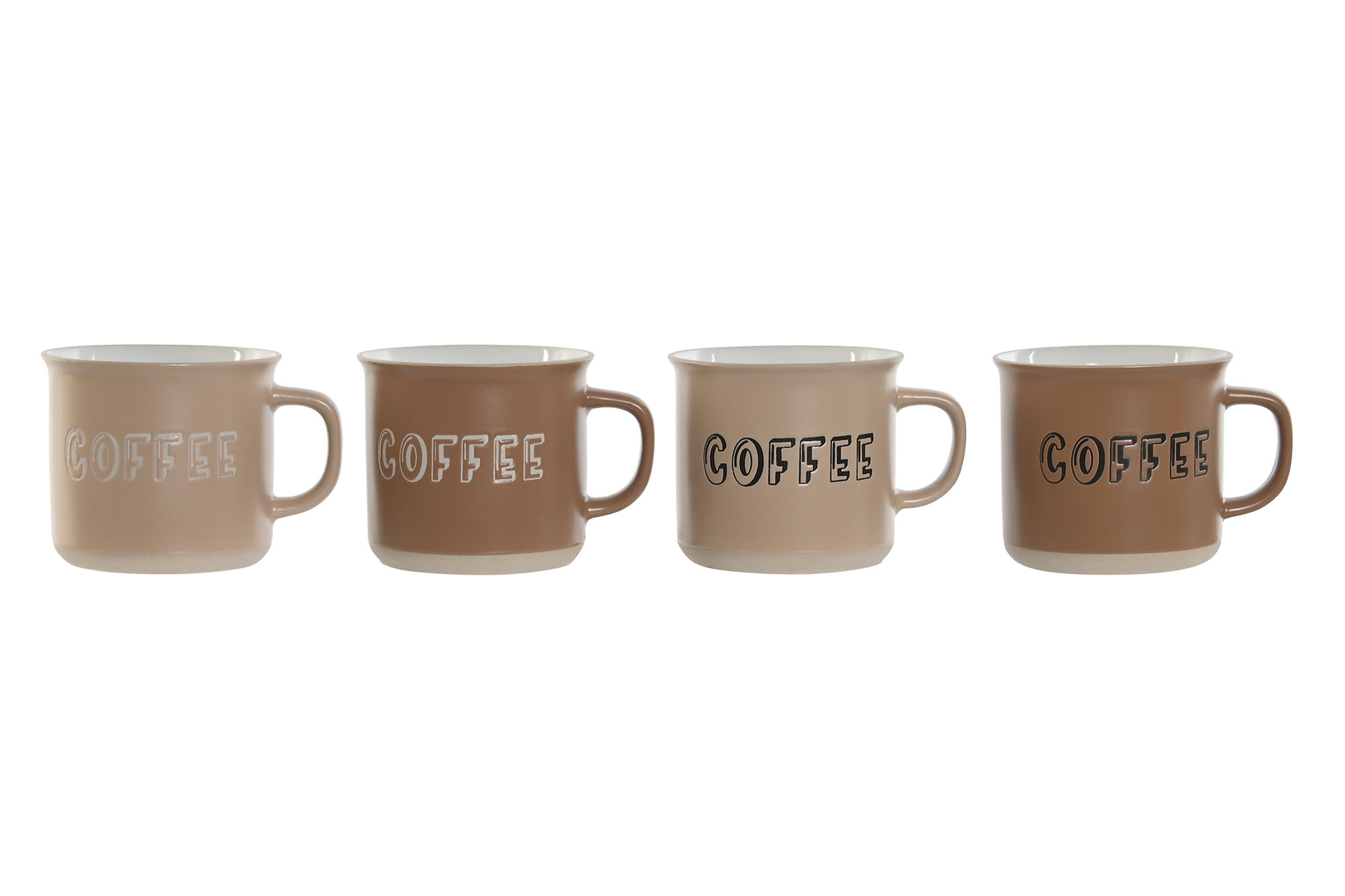 MUG SET 4 GRES 9X7X8 285ML MARRON