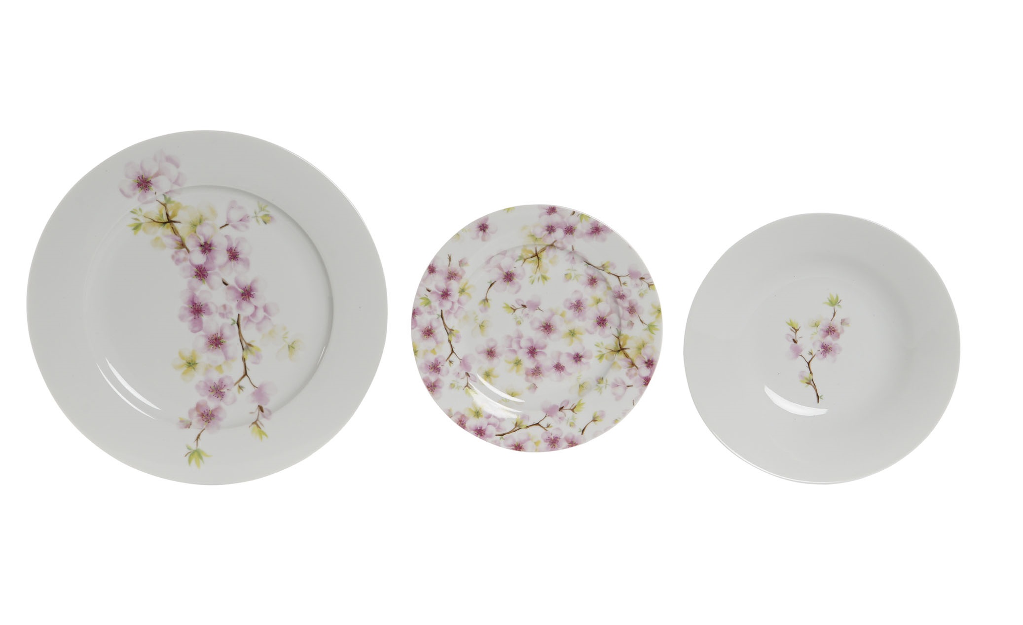 VAJILLA SET 18 PORCELANA 27X27X2 ALMENDRO ROSA