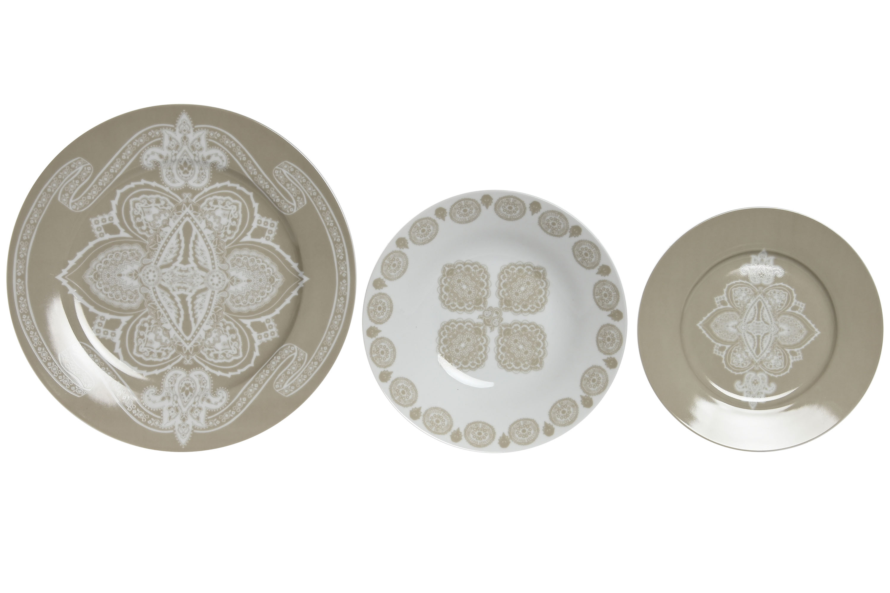 VAJILLA SET 18 PORCELANA 27X27X2 DELHI BEIGE