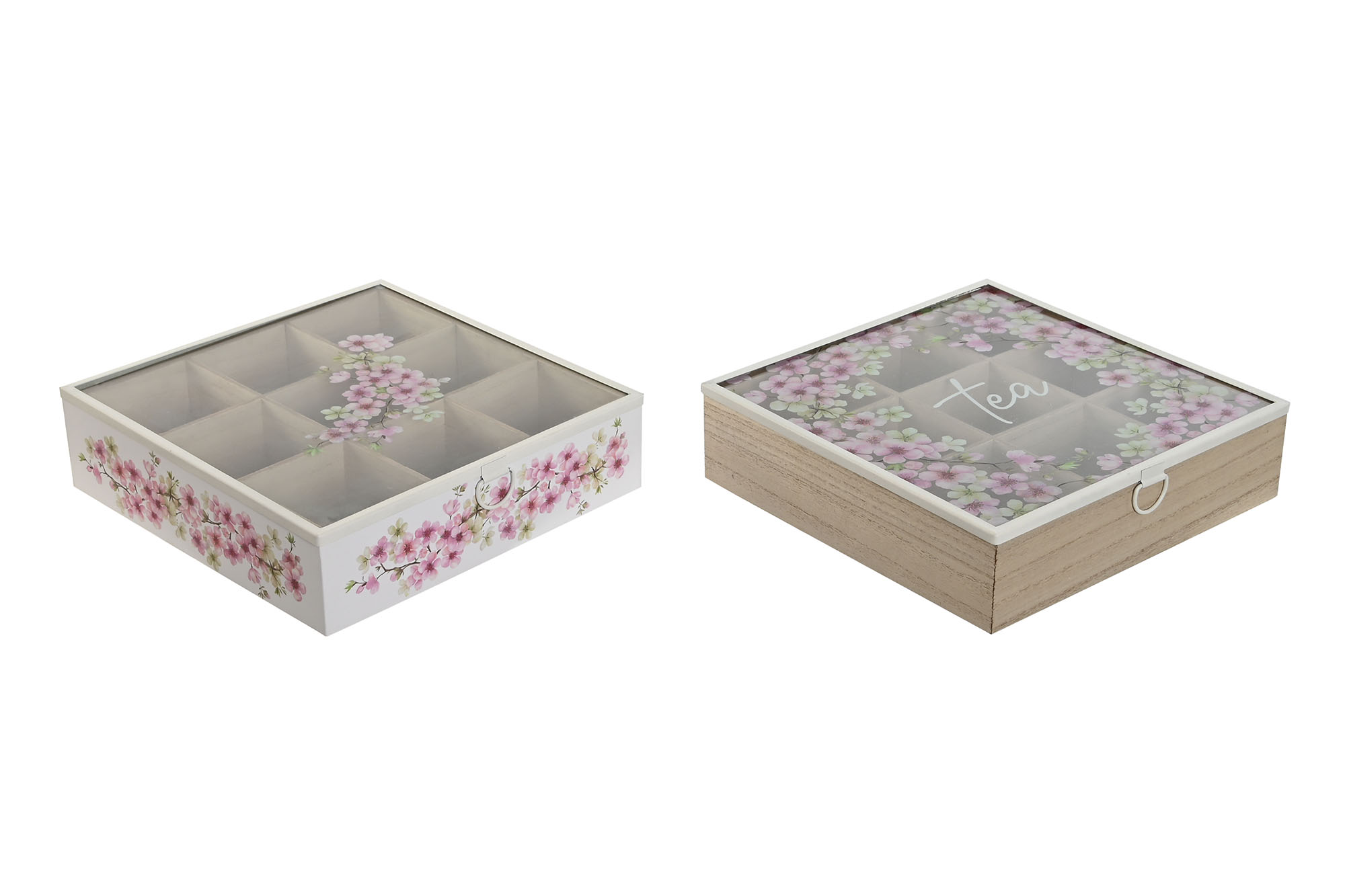 CAJA INFUSIONES MDF 24X24X6,5 ALMENDRO 2 SURT.