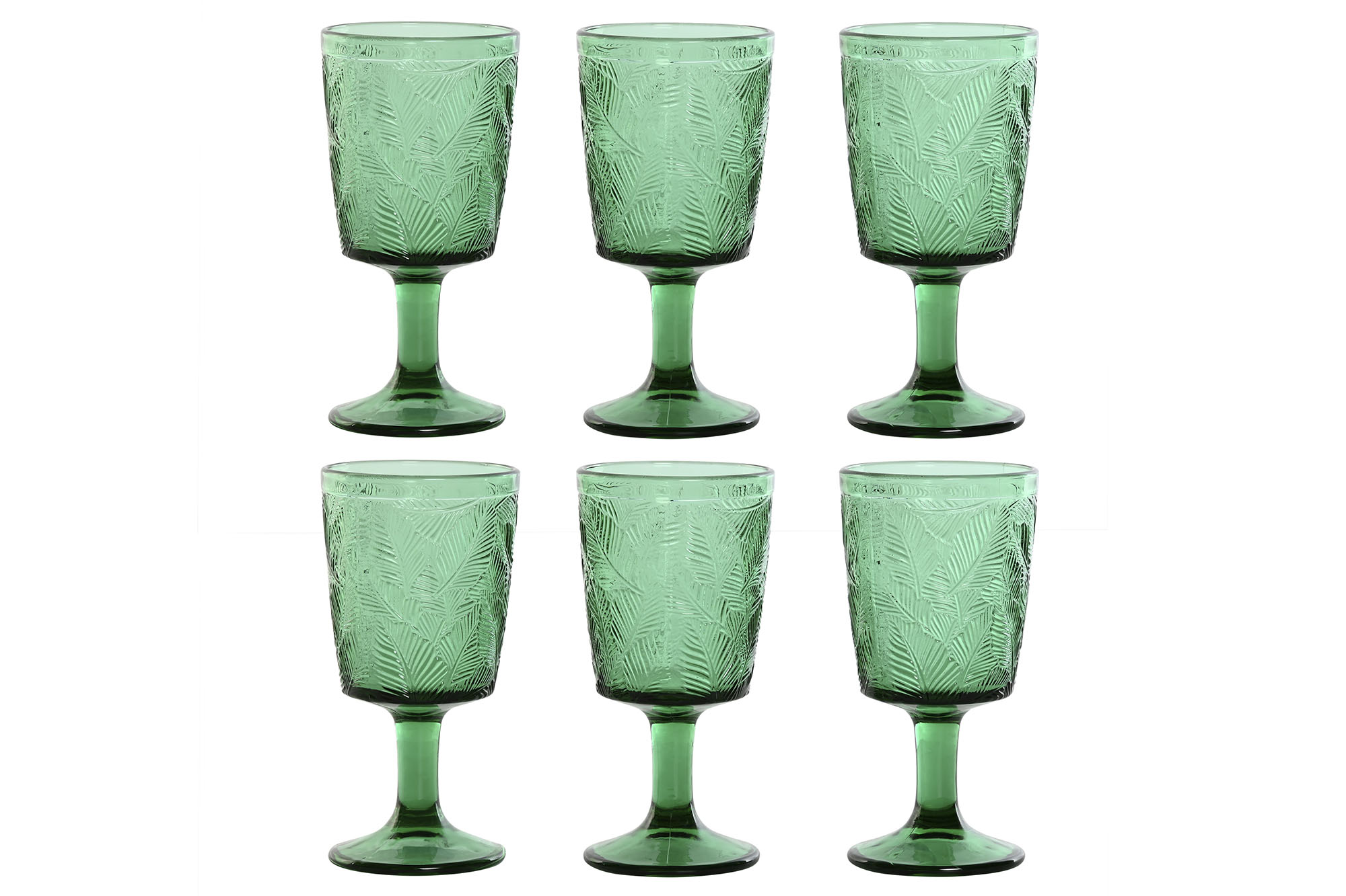 COPA SET 6 CRISTAL 8X8X15,5 285ML HOJAS RELIEVE
