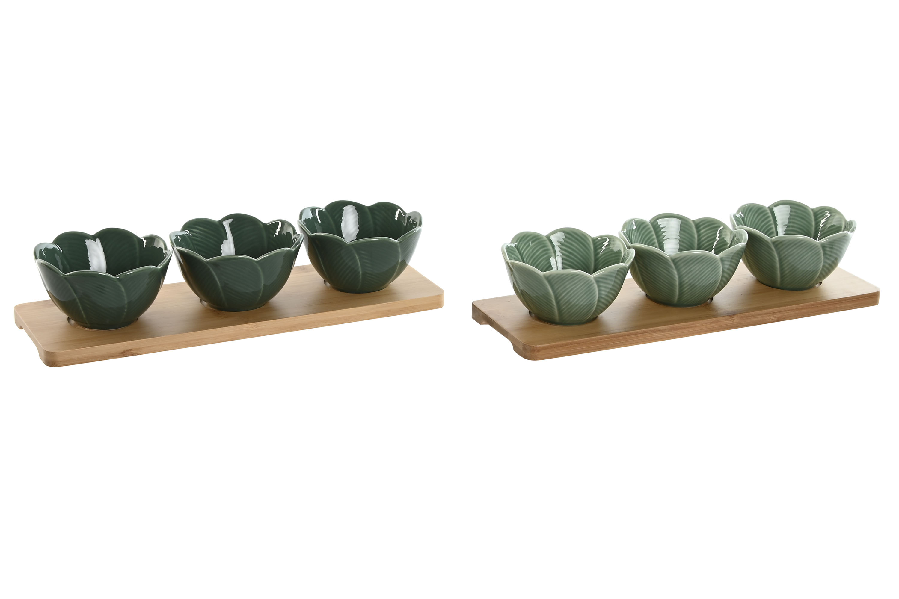 APERITIVO SET 4 PORCELANA 32X10X7 HOJAS 2 SURT.
