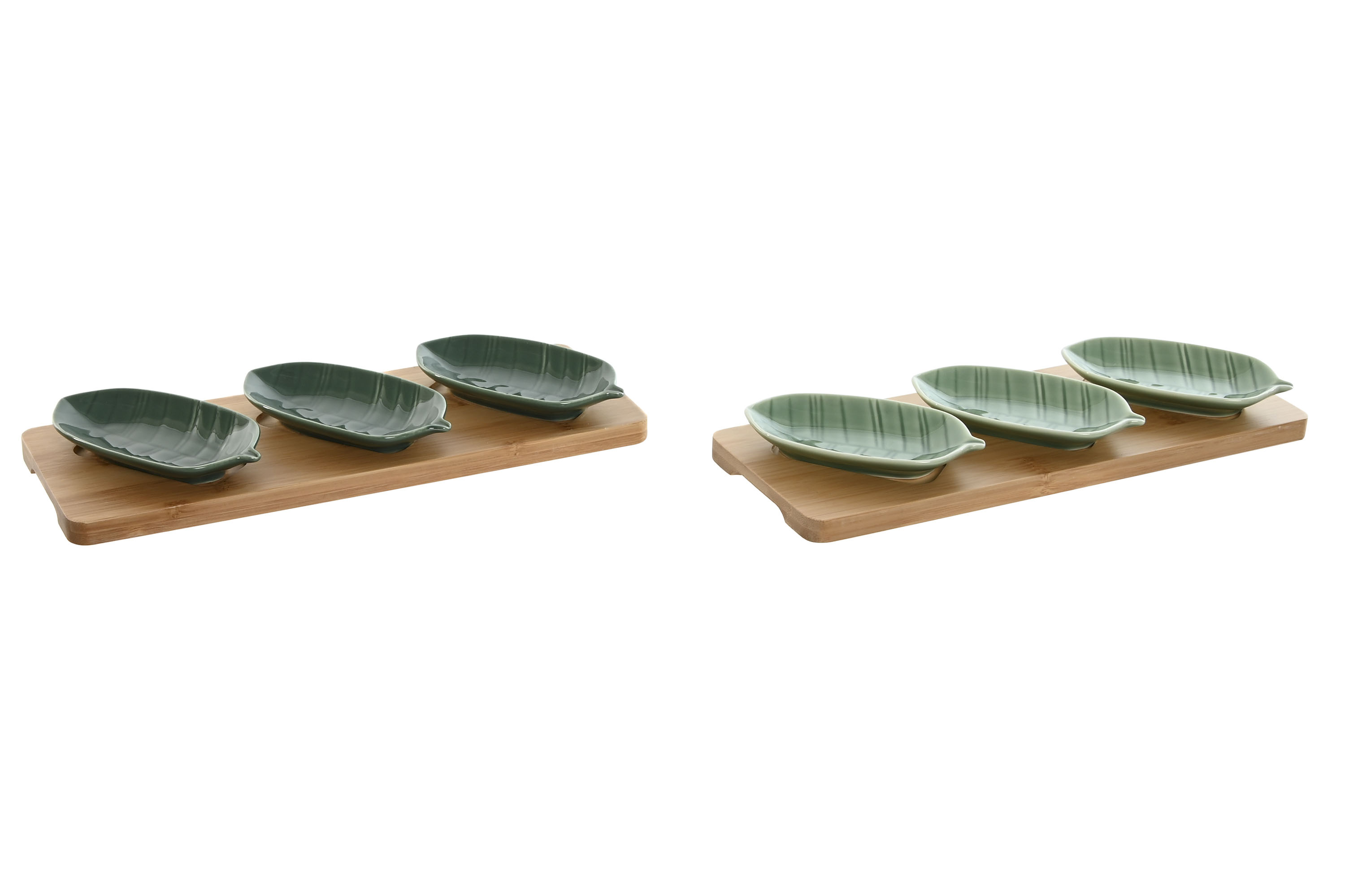 APERITIVO SET 4 PORCELANA 28,4X10,5X3 HOJAS 2 SURT