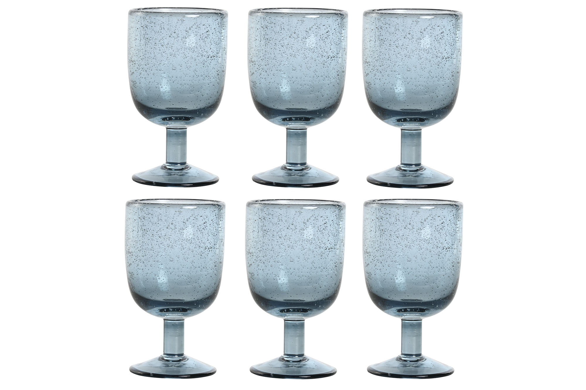 COPA SET 6 CRISTAL 8X8X14 300ML BURBUJAS AZUL