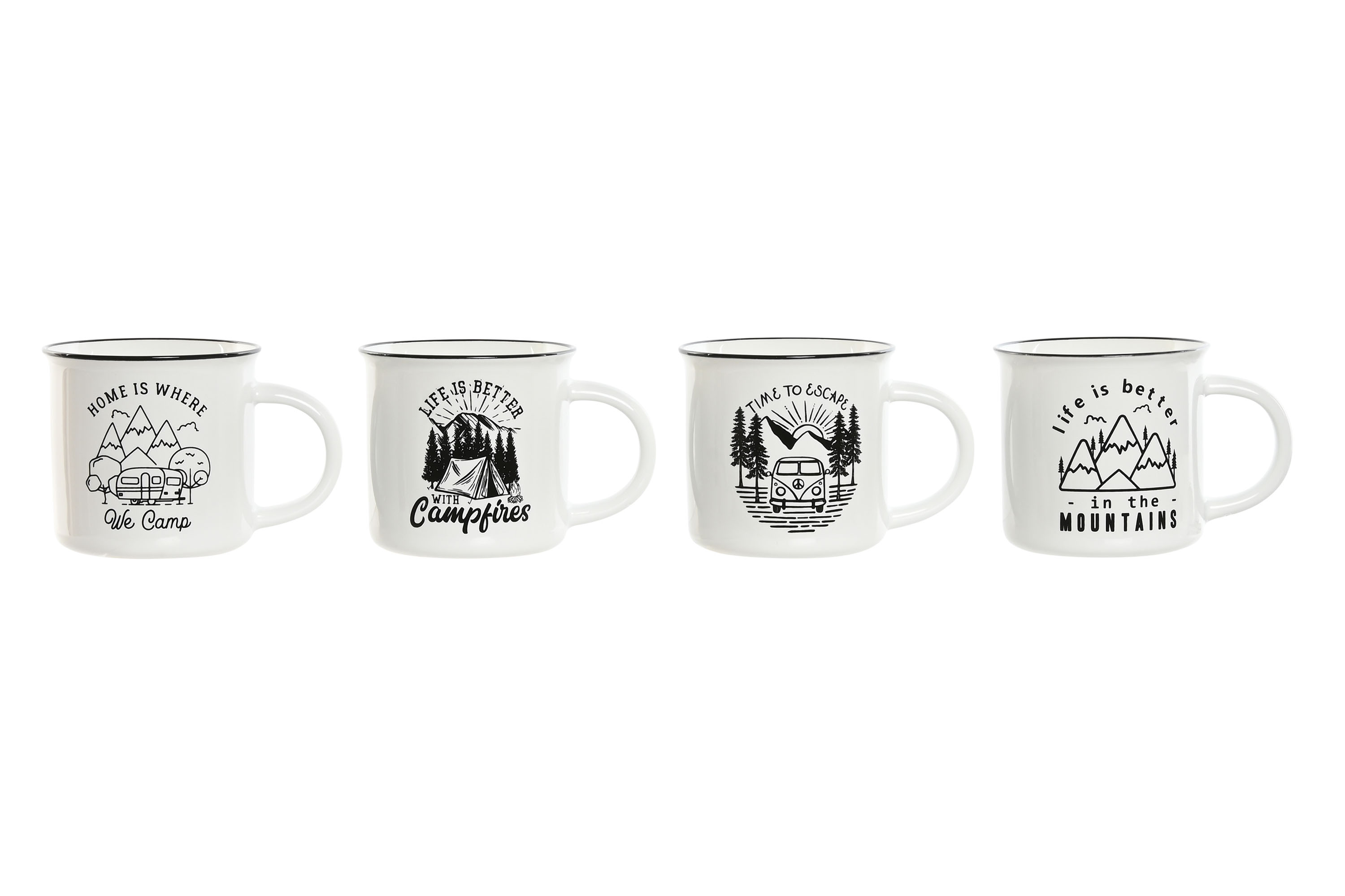 MUG PORCELANA 9,4X8,7X8 340ML CAMPING 4 SURT.