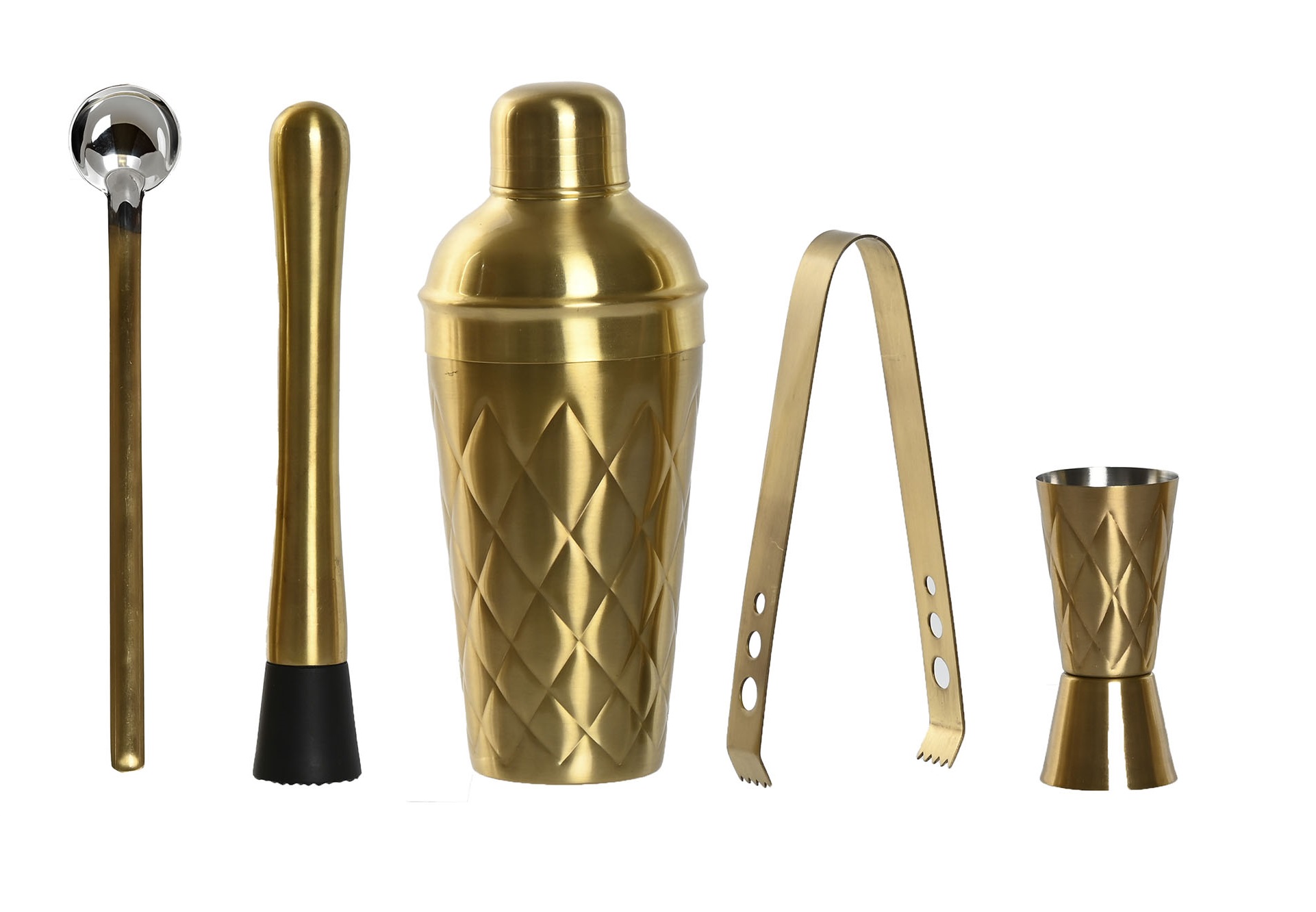 COCTEL SET 5 INOX 8X8X20 500ML MATE DORADO