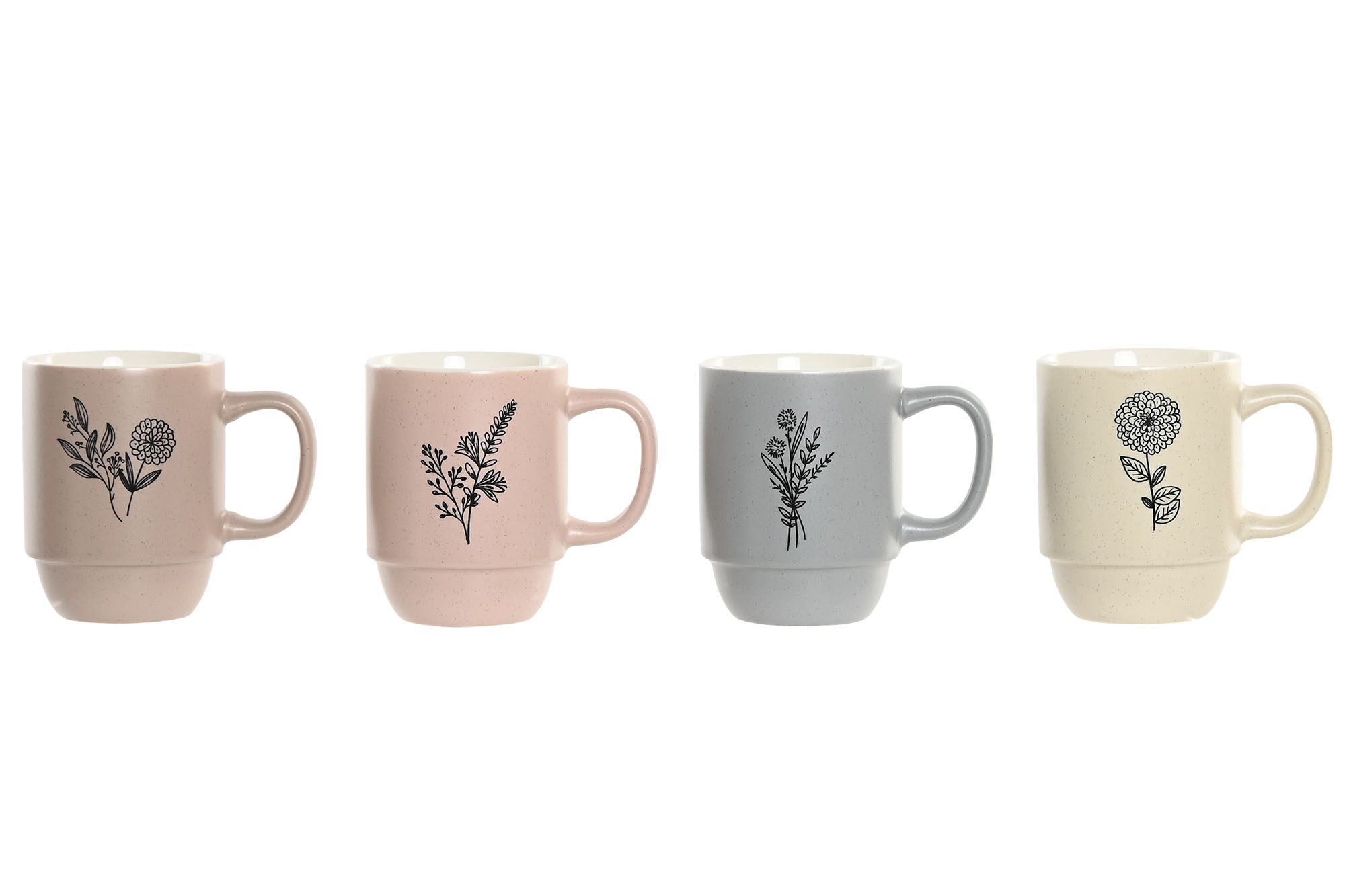 MUG PORCELANA 8,6X5,5X11 400ML BOTANICO 4 SURT.