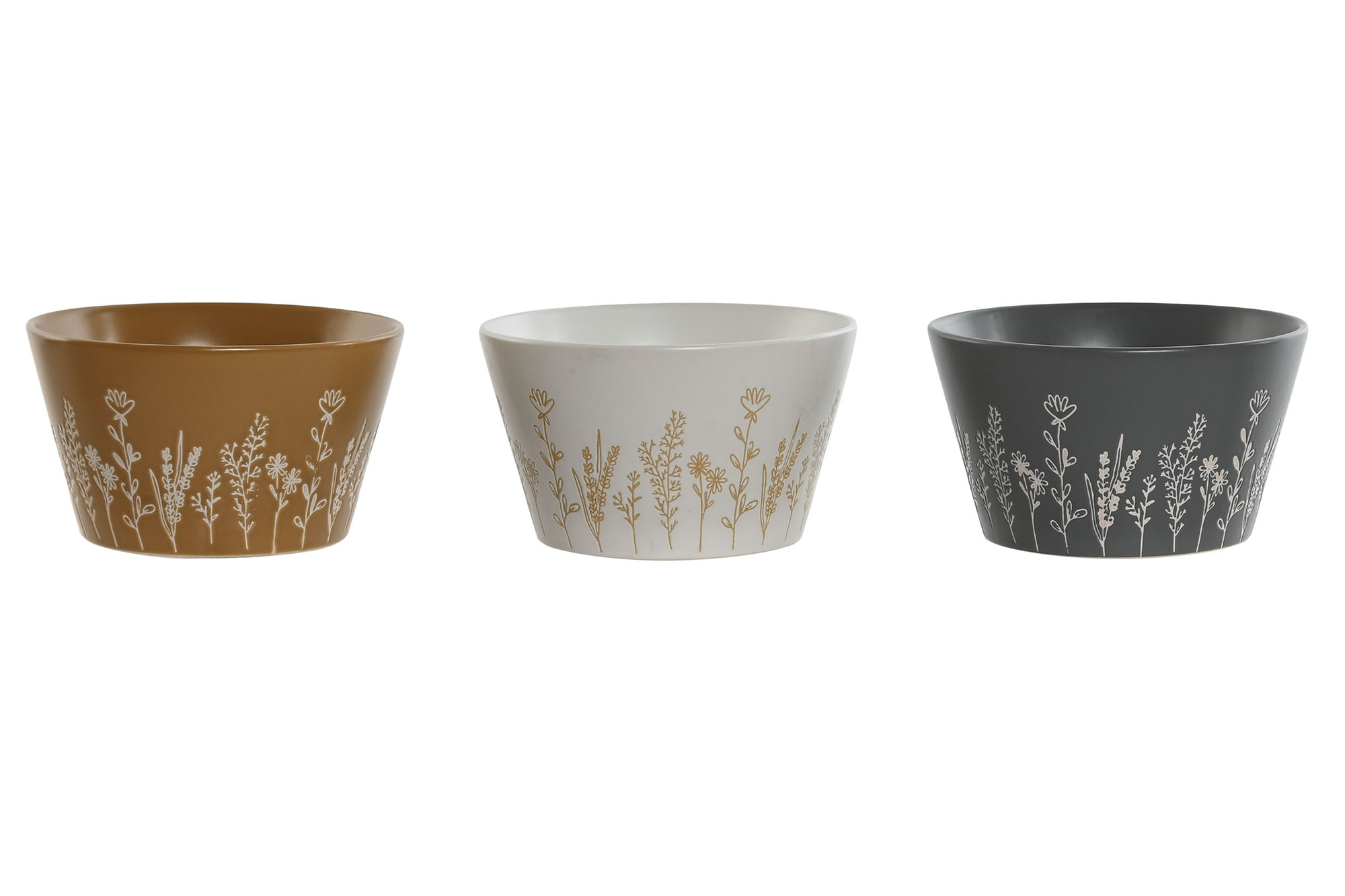 BOL GRES 13X13X7,5 450ML BOTANICO RELIEVE 3 SURT.