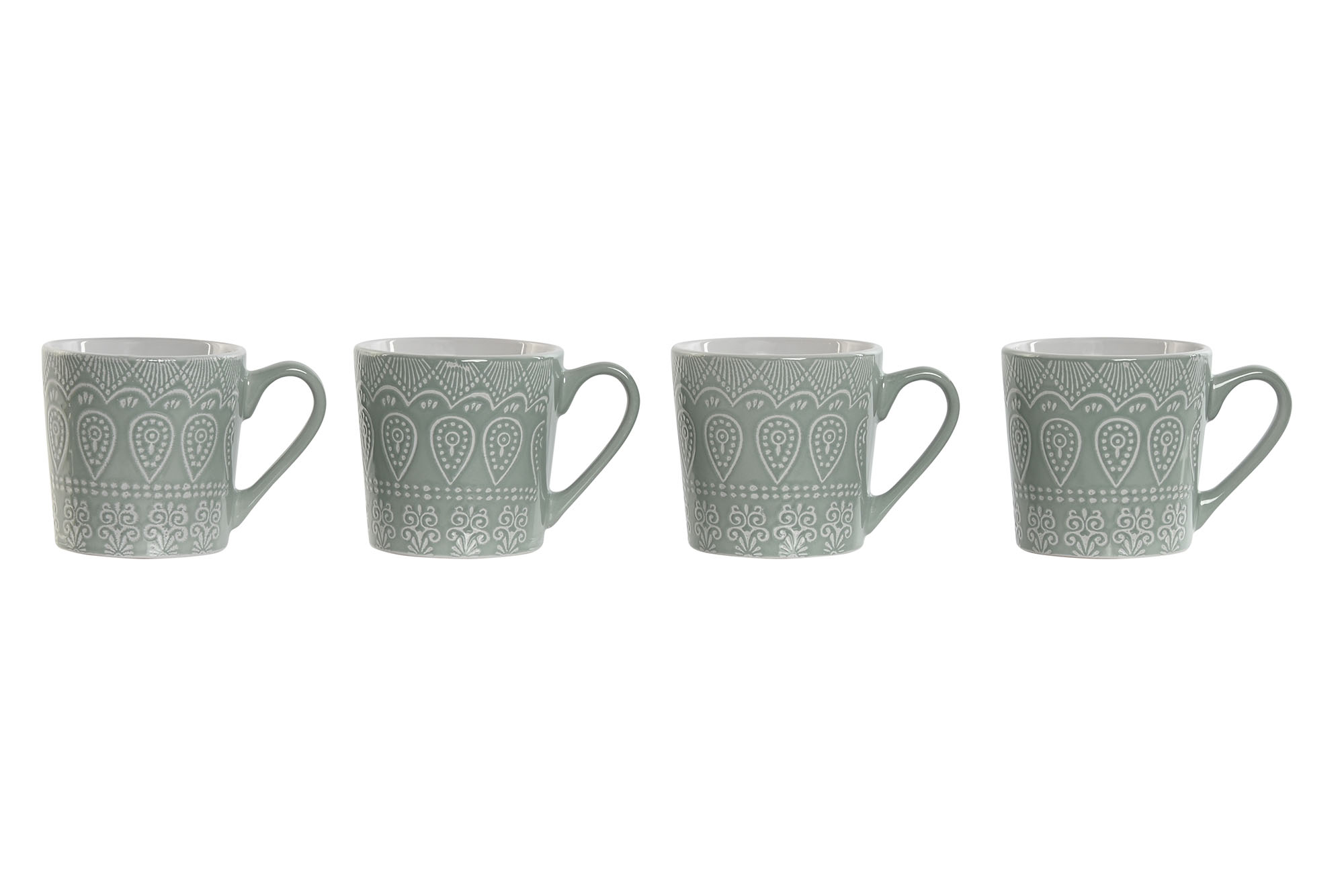 MUG SET 4 GRES 9,5X13X9,2 360ML MANDALA ESMALTADO