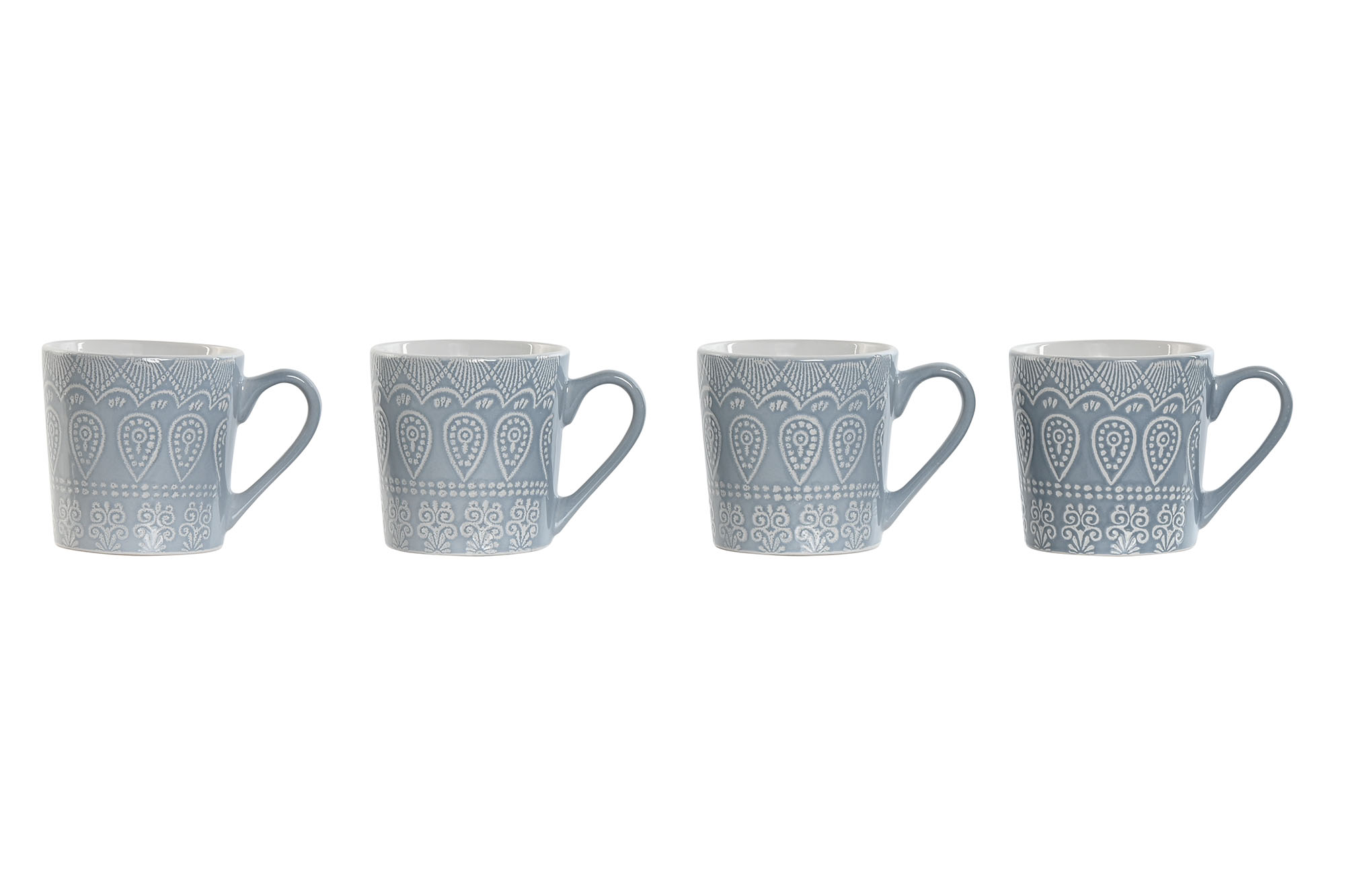 MUG SET 4 GRES 13X9,5X9,2 340ML MANDALA ESMALTADO