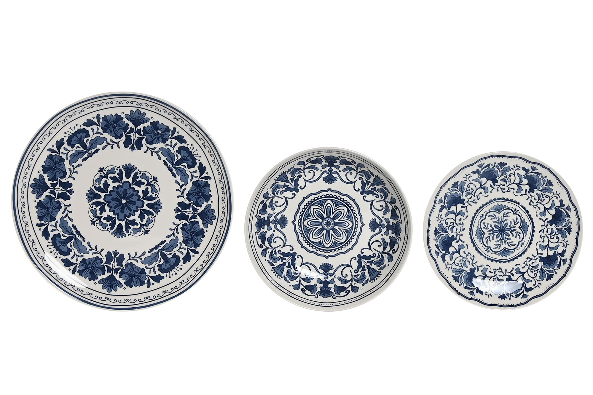 VAJILLA SET 18 PORCELANA 27X27X2 ETNICA AZUL
