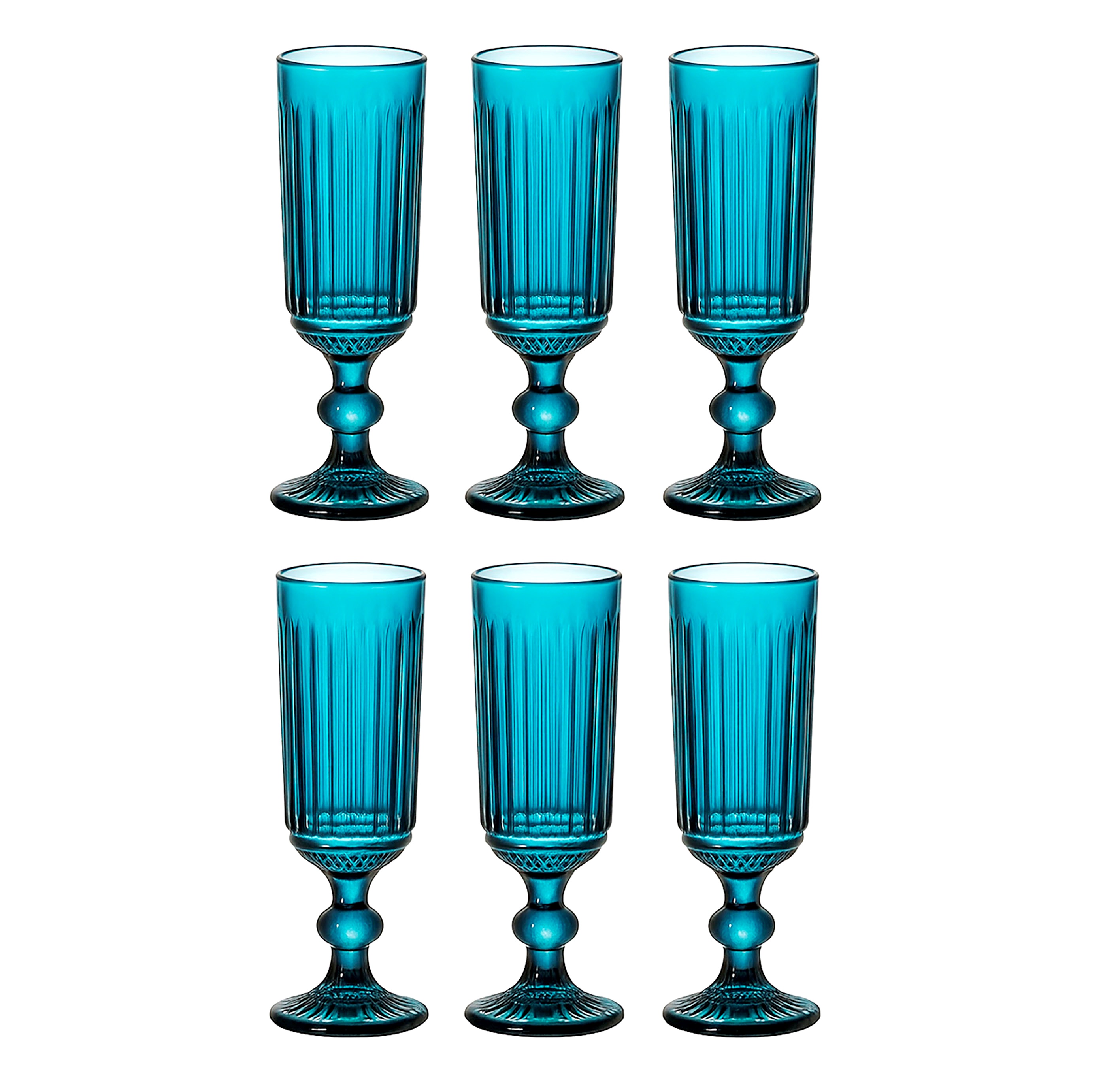 COPA SET 6 CRISTAL 6X6X18,4 160ML RAYADO AZUL
