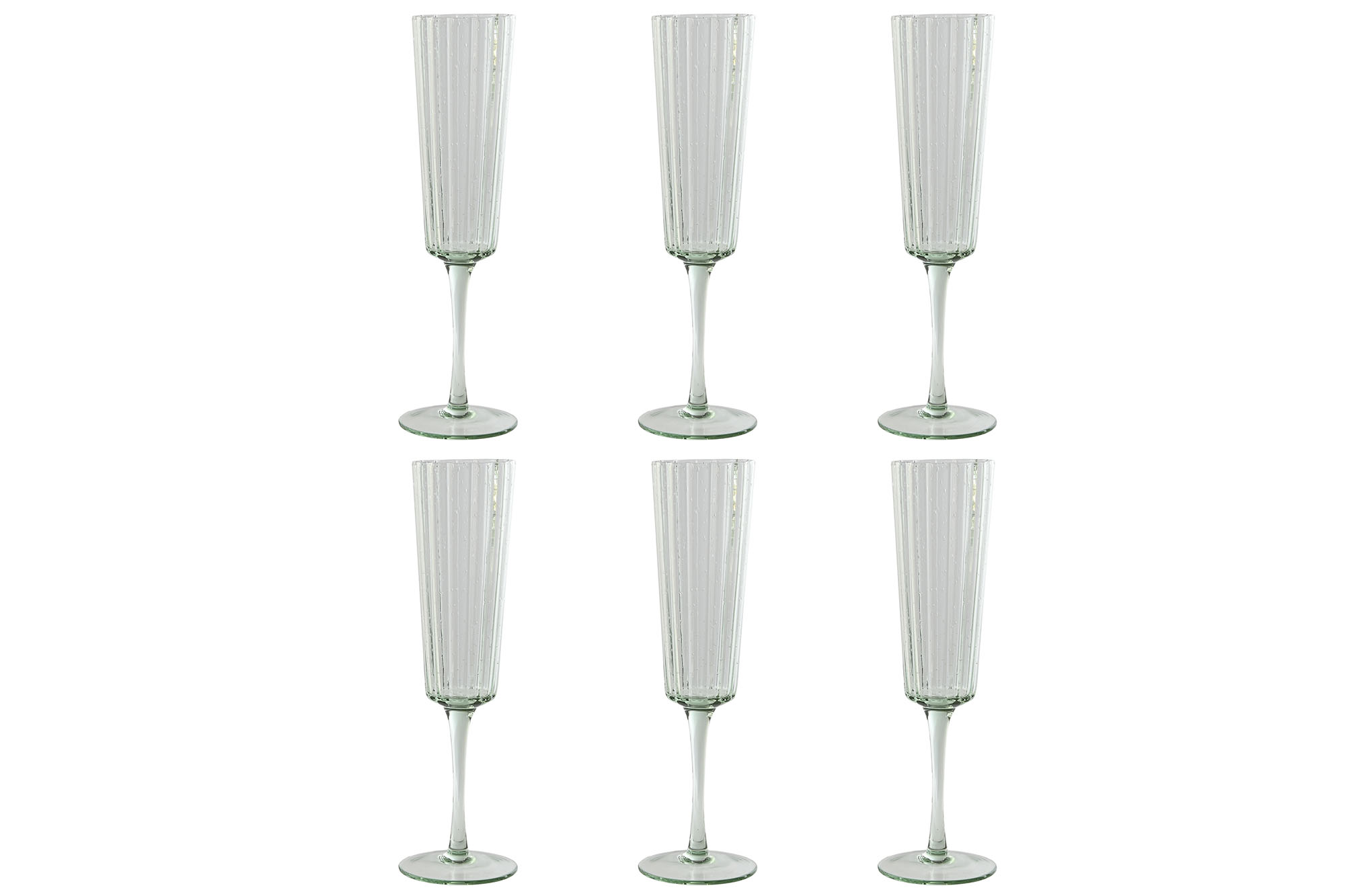 COPA SET 6 CRISTAL 6X6X23,7 230ML BURBUJAS VERDE