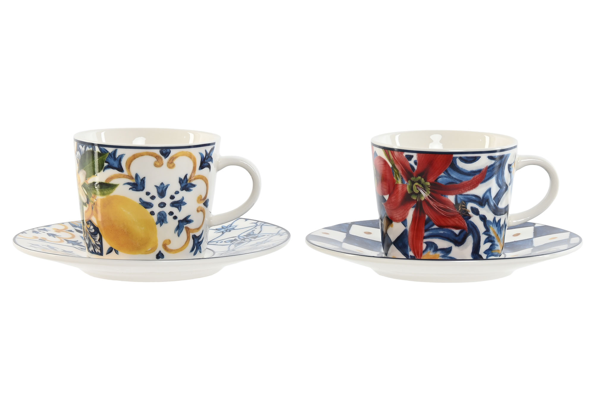 TAZA SET PLATO PORCELANA 12,5X12,5X1,5 90ML AZULEJ