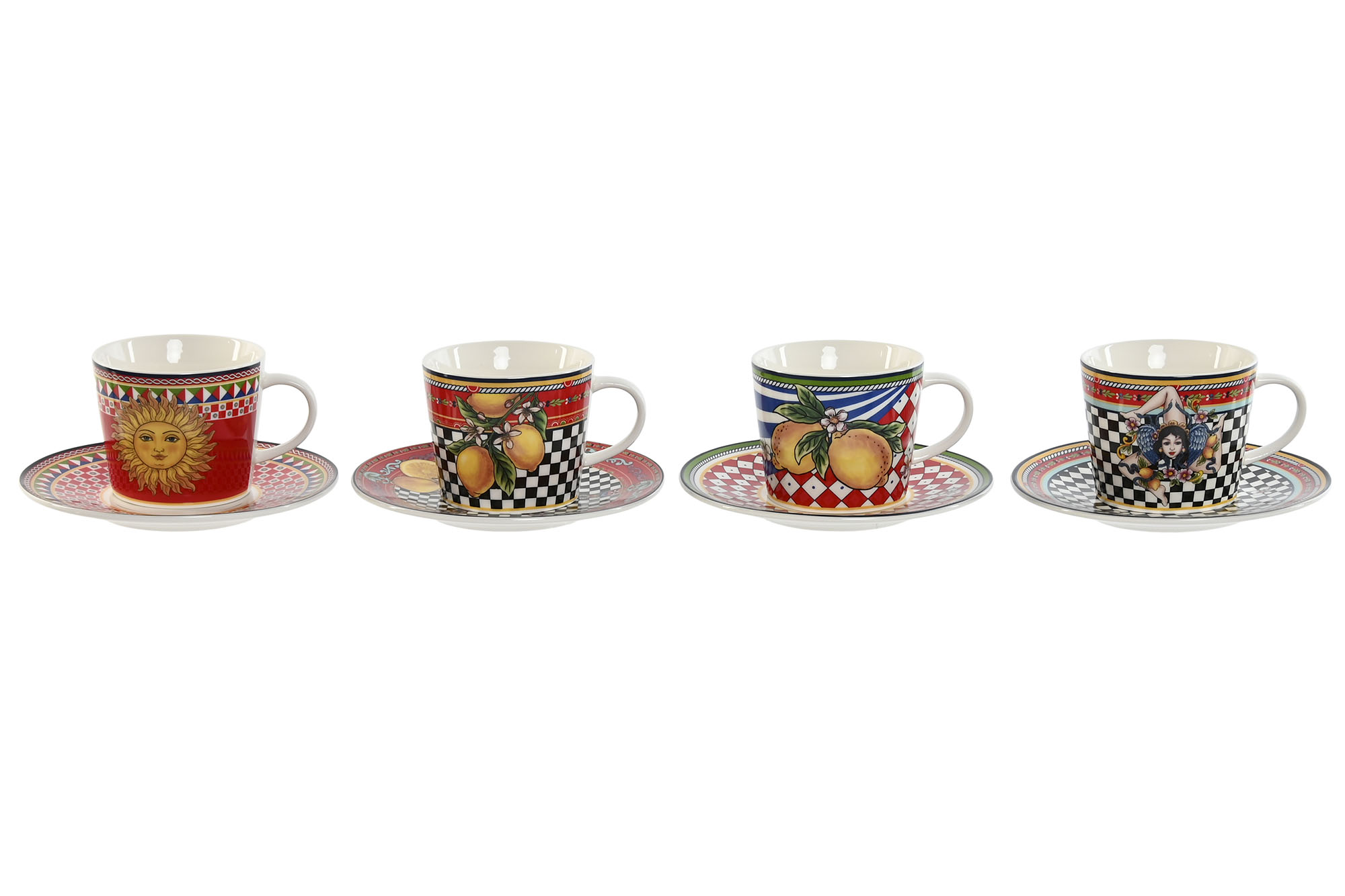 TAZA SET PLATO PORCELANA 15,6X15,6X1,7 220ML LIMON