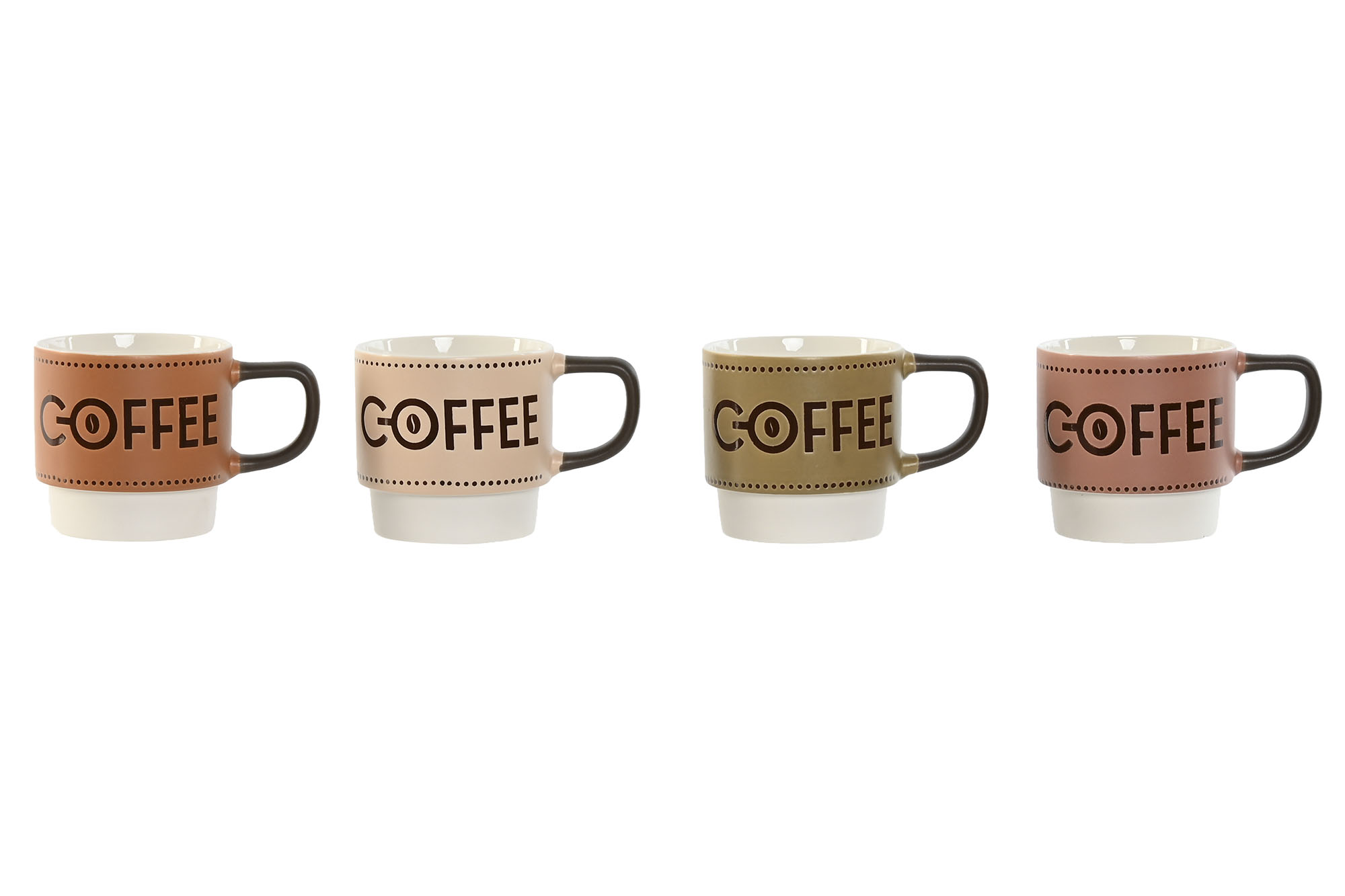 MUG PORCELANA 13X9X8,6 380ML COFFEE 4 SURT.