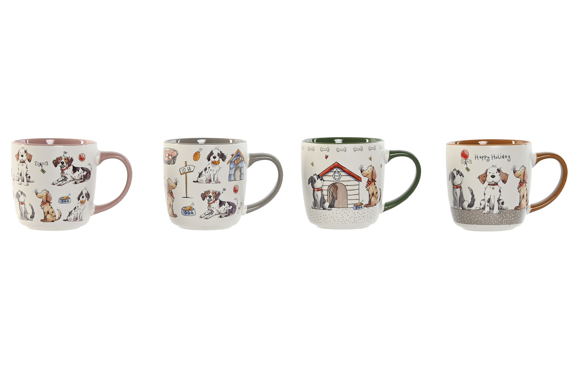 MUG PORCELANA 13X9X9,3 380ML PERRITOS 4 SURT.