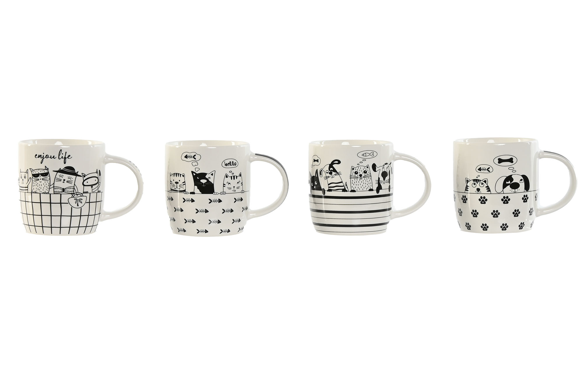 MUG PORCELANA 12,5X8,5X9 365ML GATITOS 4 SURT.