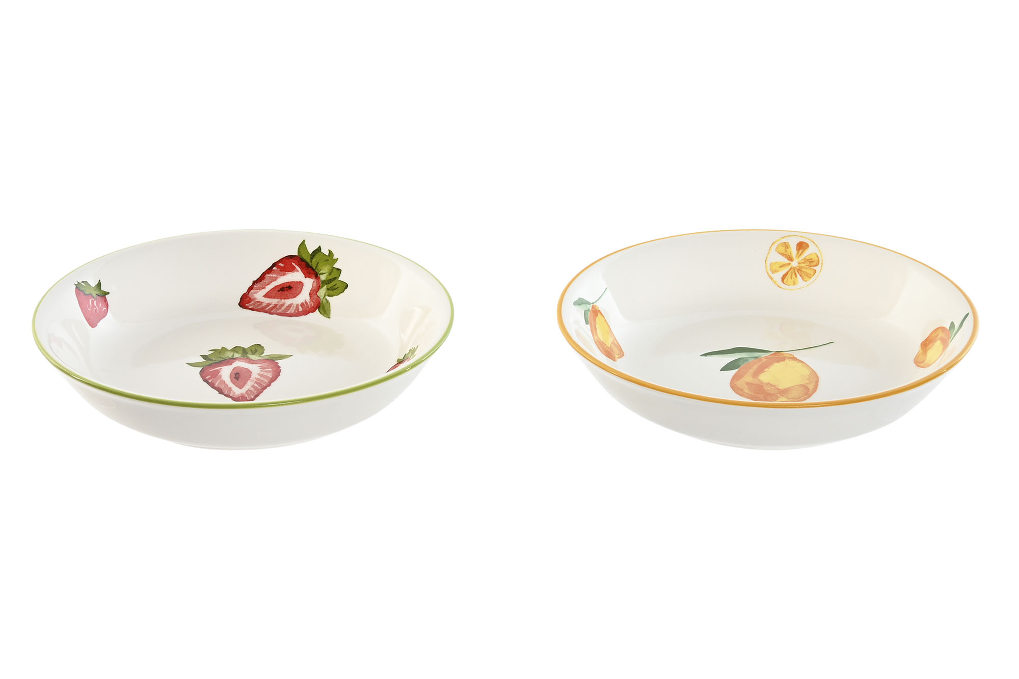 PLATO PORCELANA 18X18X3,4 FRUTA IMPRESO 2 SURT.
