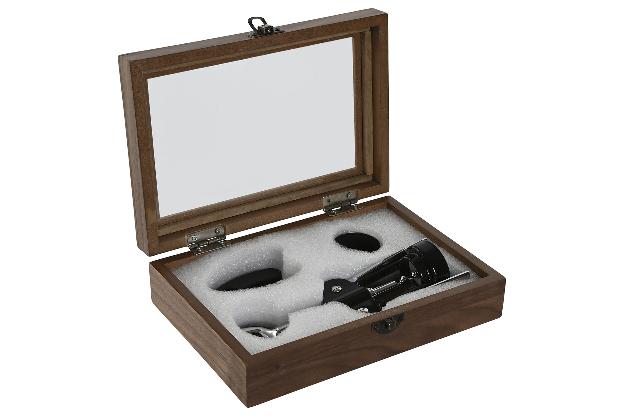 VINO SET 3 INOX MDF 21X14,5X5,4 NEGRO