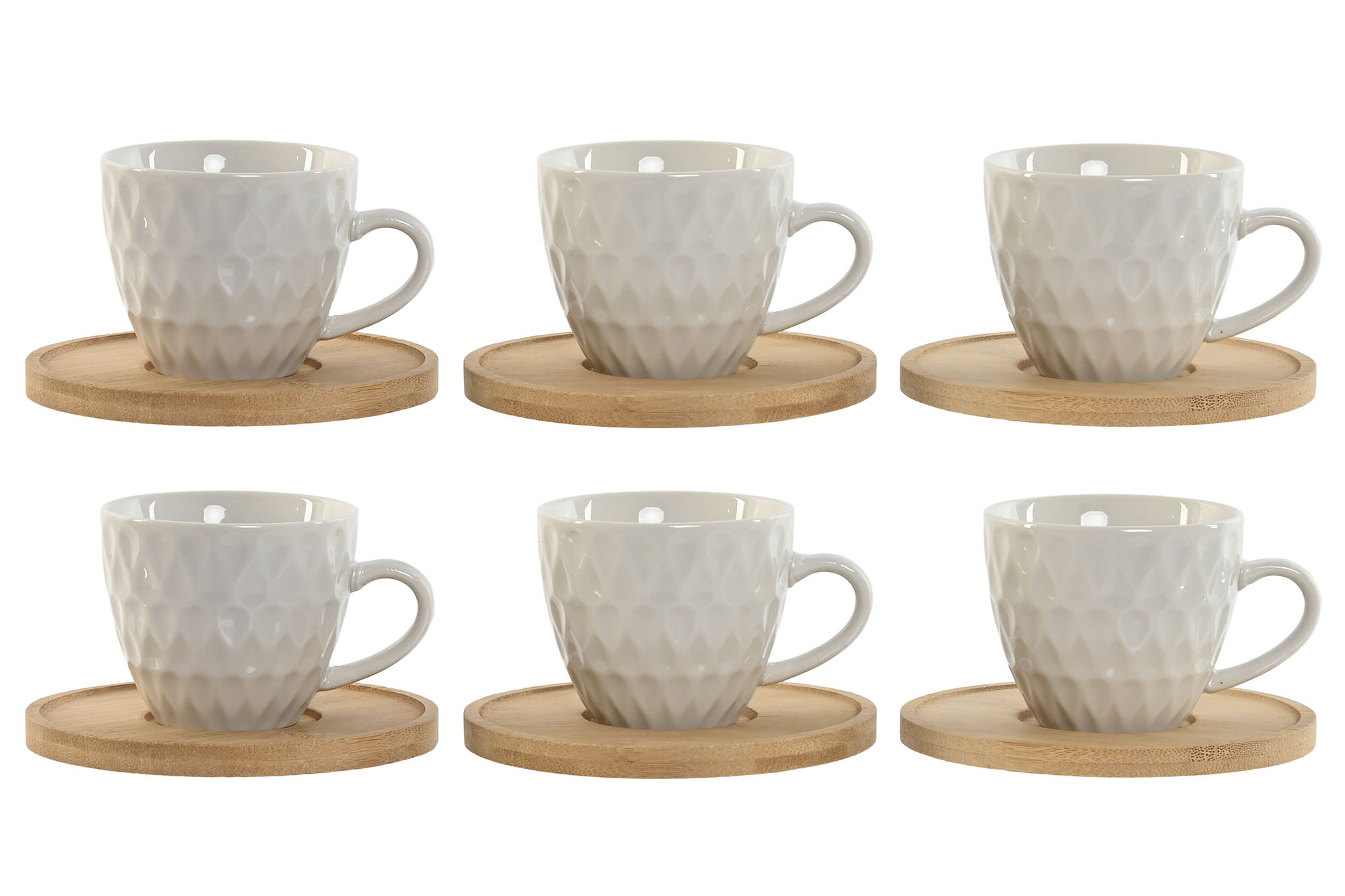 CAFE SET 6 PORCELANA BAMBU 8,5X6,4X5,5 90ML BLANCO