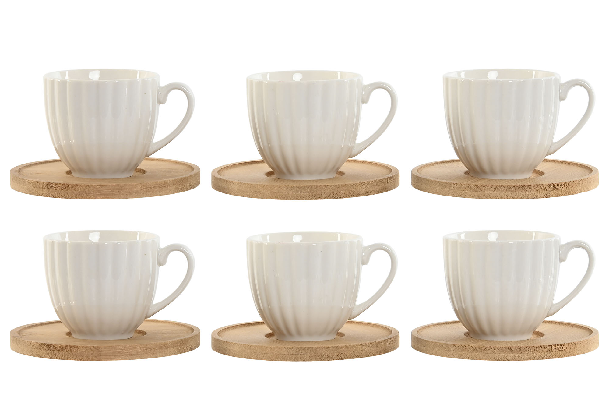 CAFE SET 6 PORCELANA BAMBU 8,5X6,2X5,7 90ML BLANCO