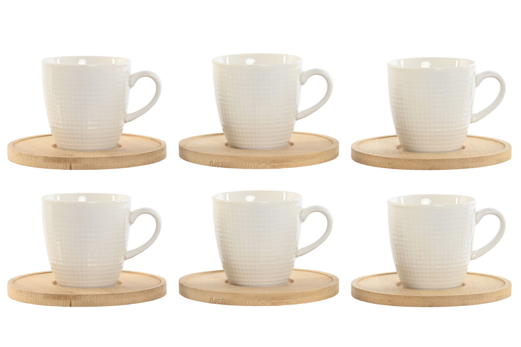 CAFE SET 6 PORCELANA BAMBU 7,8X5,7X5,8 90ML BLANCO