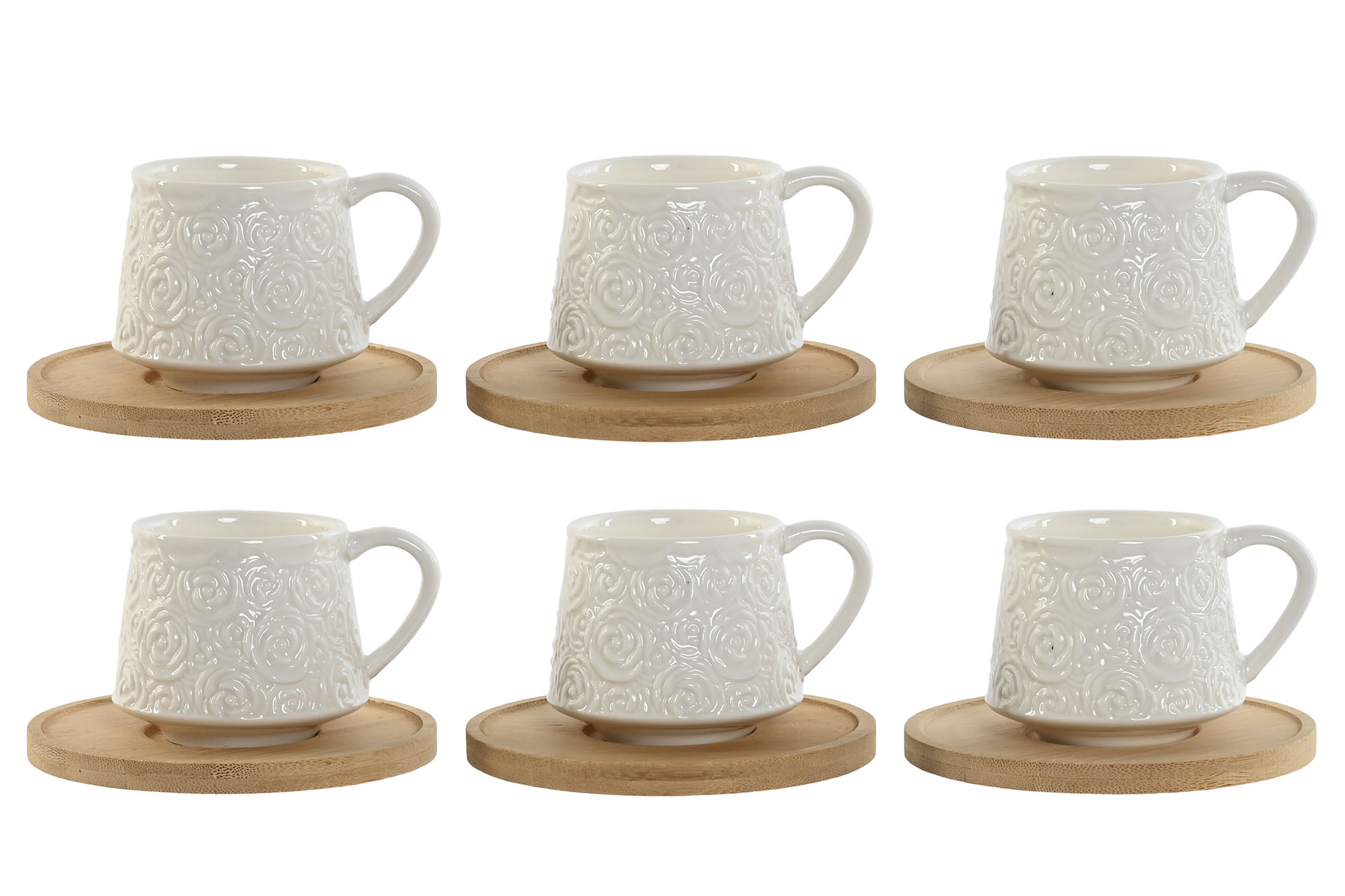 CAFE SET 6 PORCELANA BAMBU 8,6X6,6X5,7 90ML BLANCO