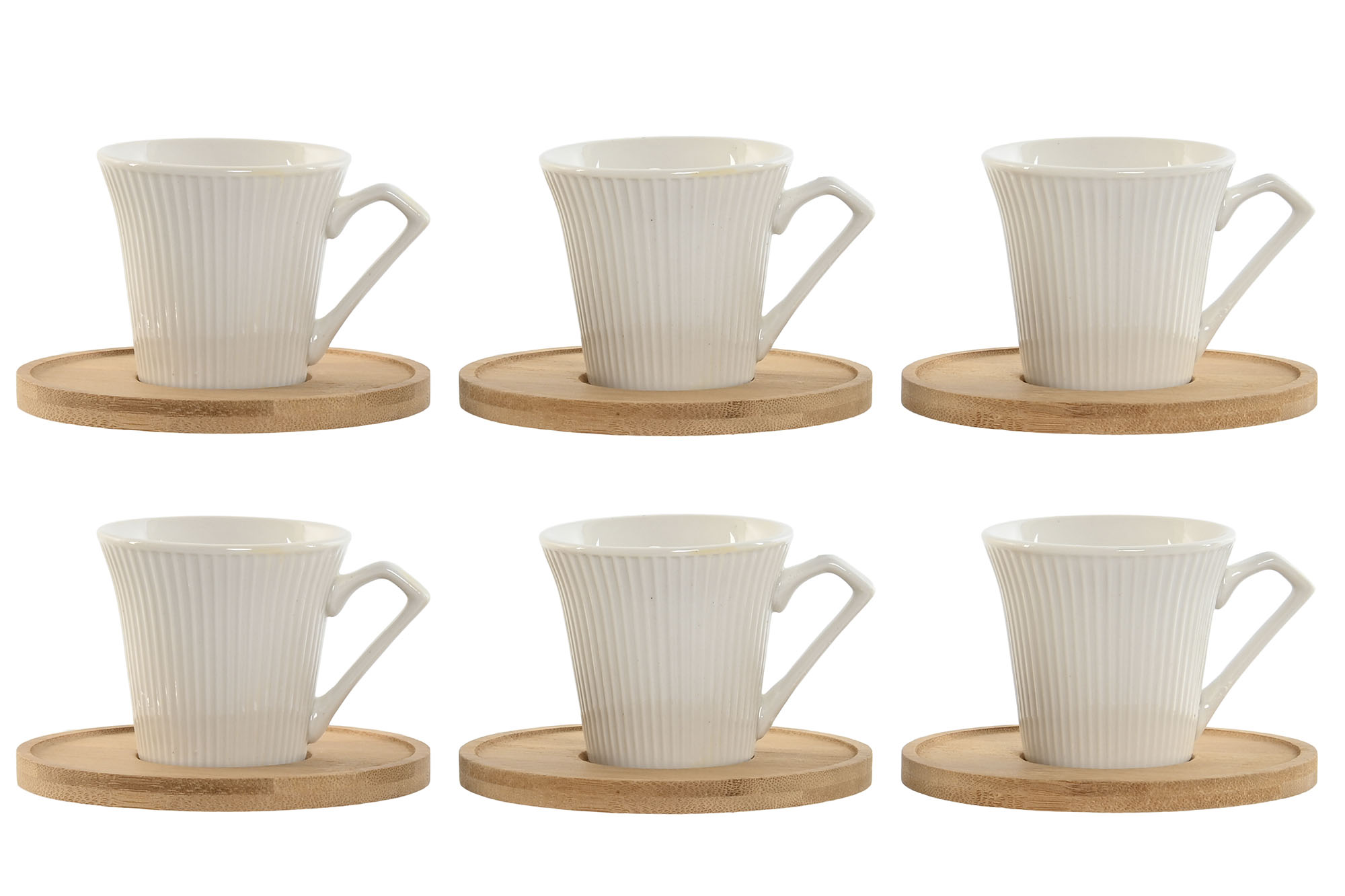 CAFE SET 6 PORCELANA BAMBU 8,5X6,5X6 90ML BLANCO