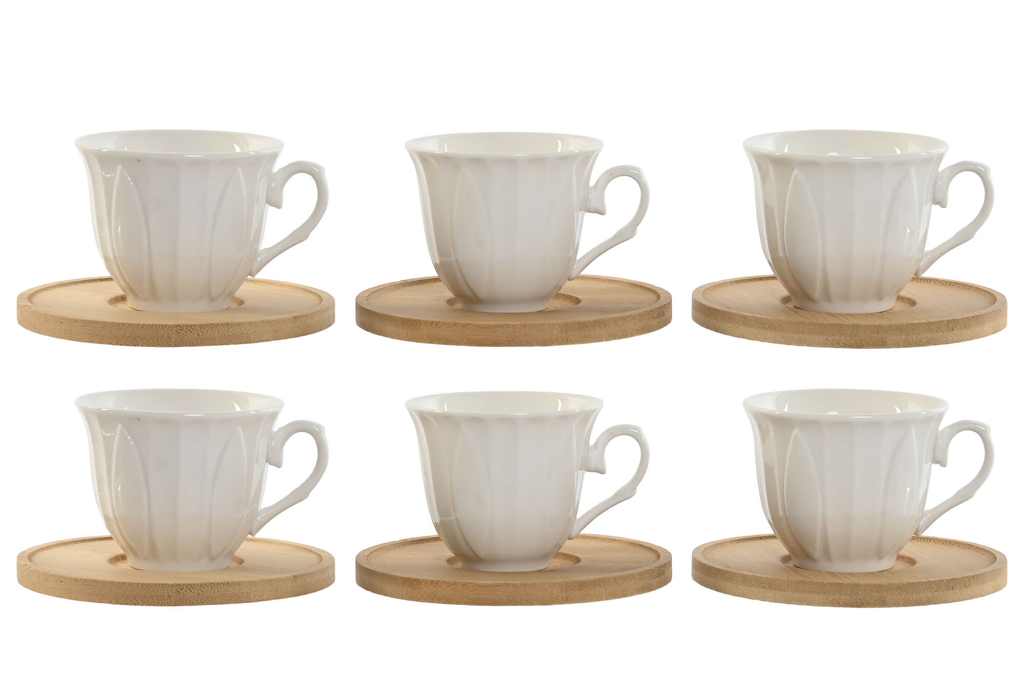 CAFE SET 6 PORCELANA BAMBU 8,3X6,8X5,5 90ML BLANCO