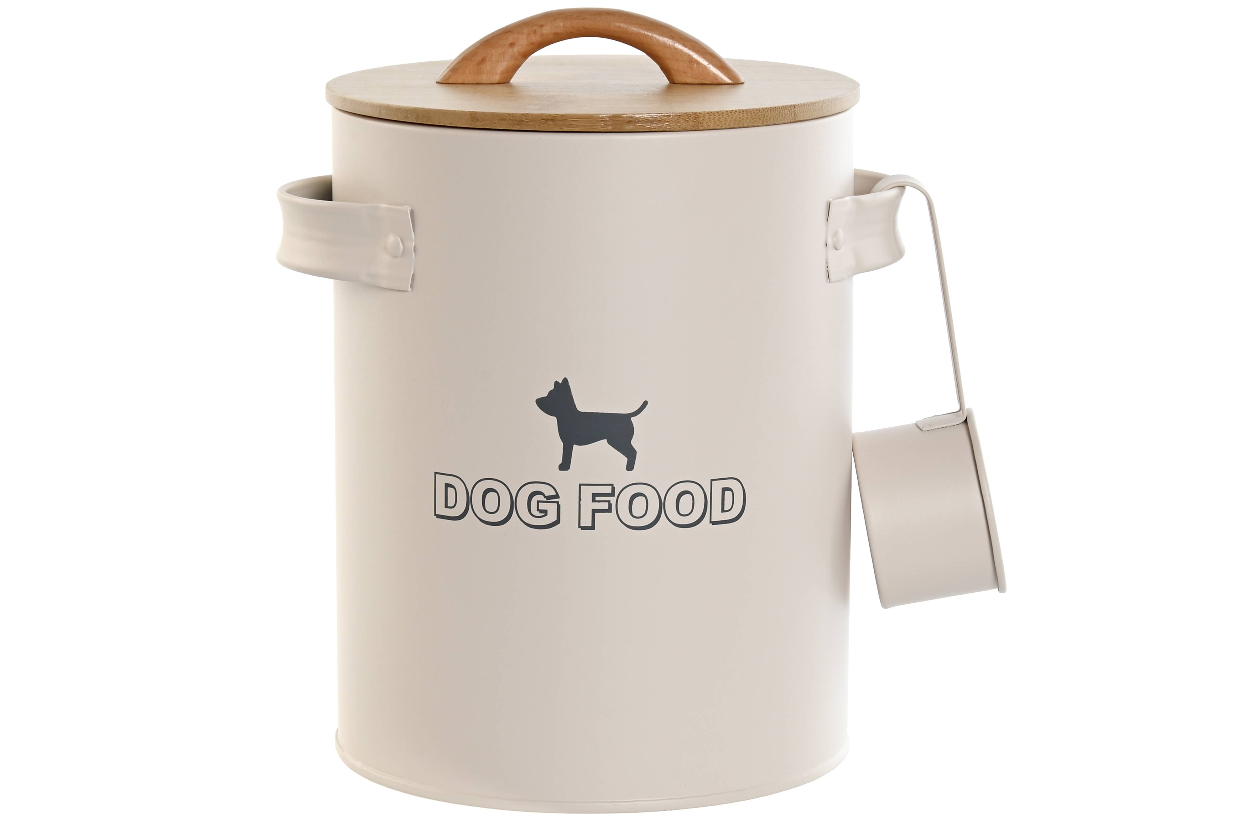 BOTE METAL BAMBU 19X16X23 4L, COMIDA BEIGE