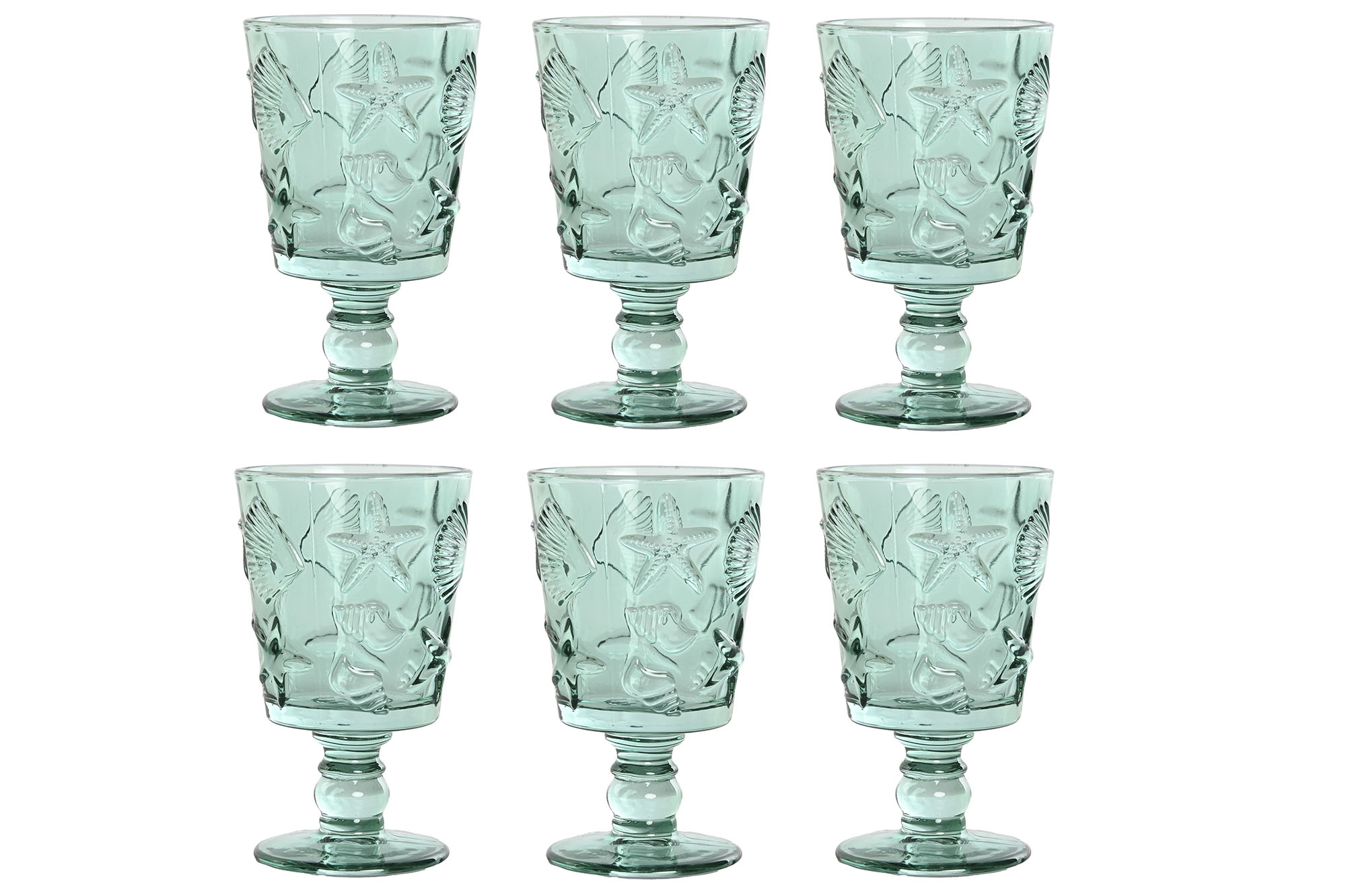 COPA SET 6 CRISTAL 9X7,5X15 345ML RELIEVE TURQUESA