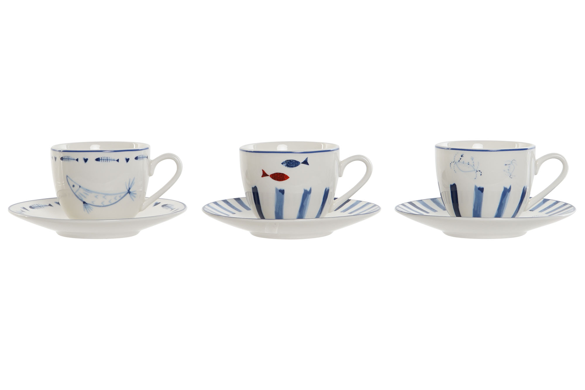 TAZA SET PLATO PORCELANA 8,5X6X5 90ML 3 SURT.