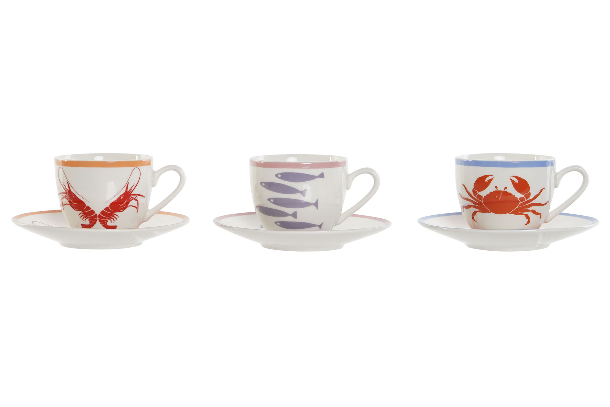 TAZA SET PLATO PORCELANA 8,5X6X5 90ML 3 SURT.